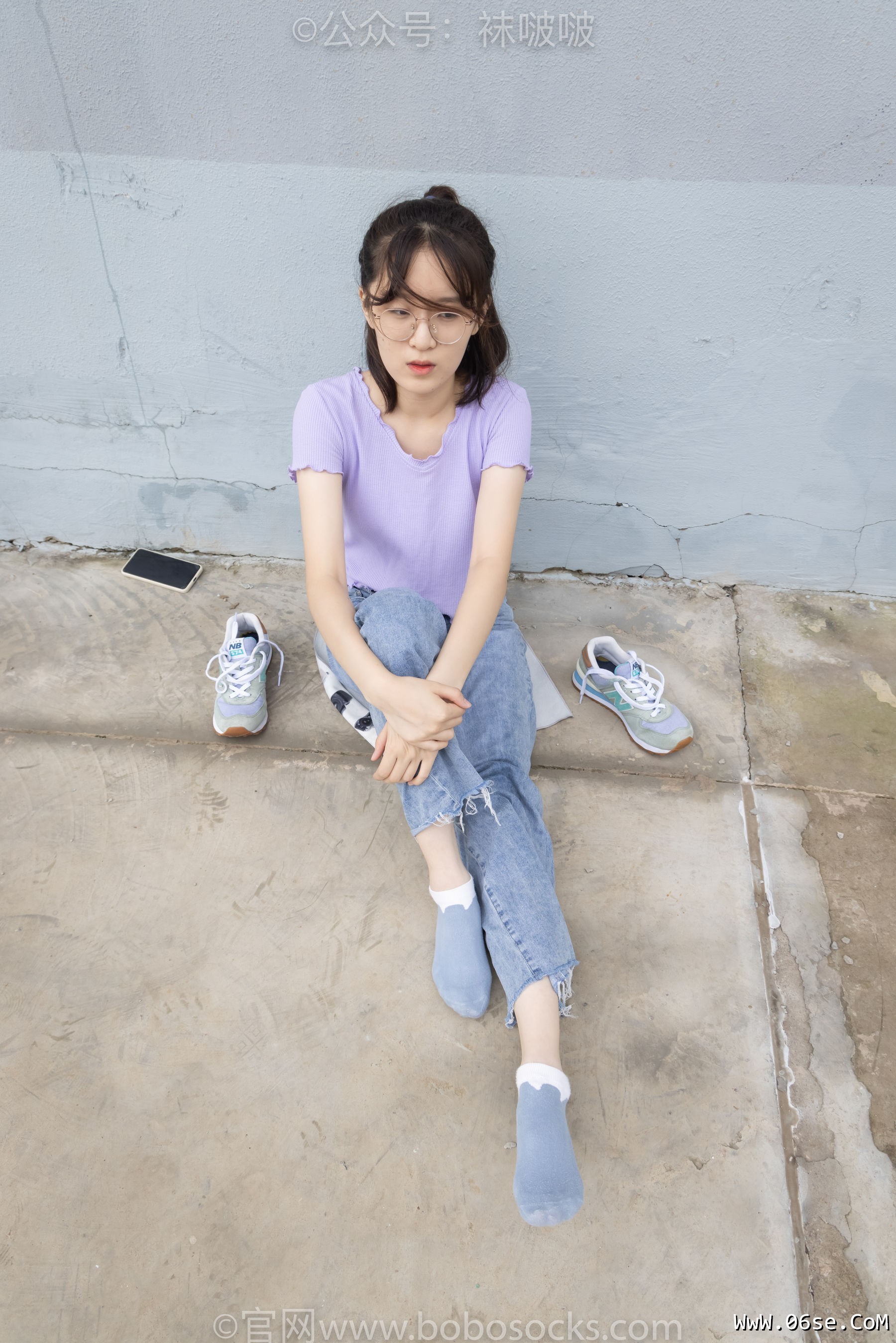 图片[68]-BoBoSocks袜啵啵 No.020 熊熊-NB运动鞋、蓝色短棉袜、裸足[150P]-六色网