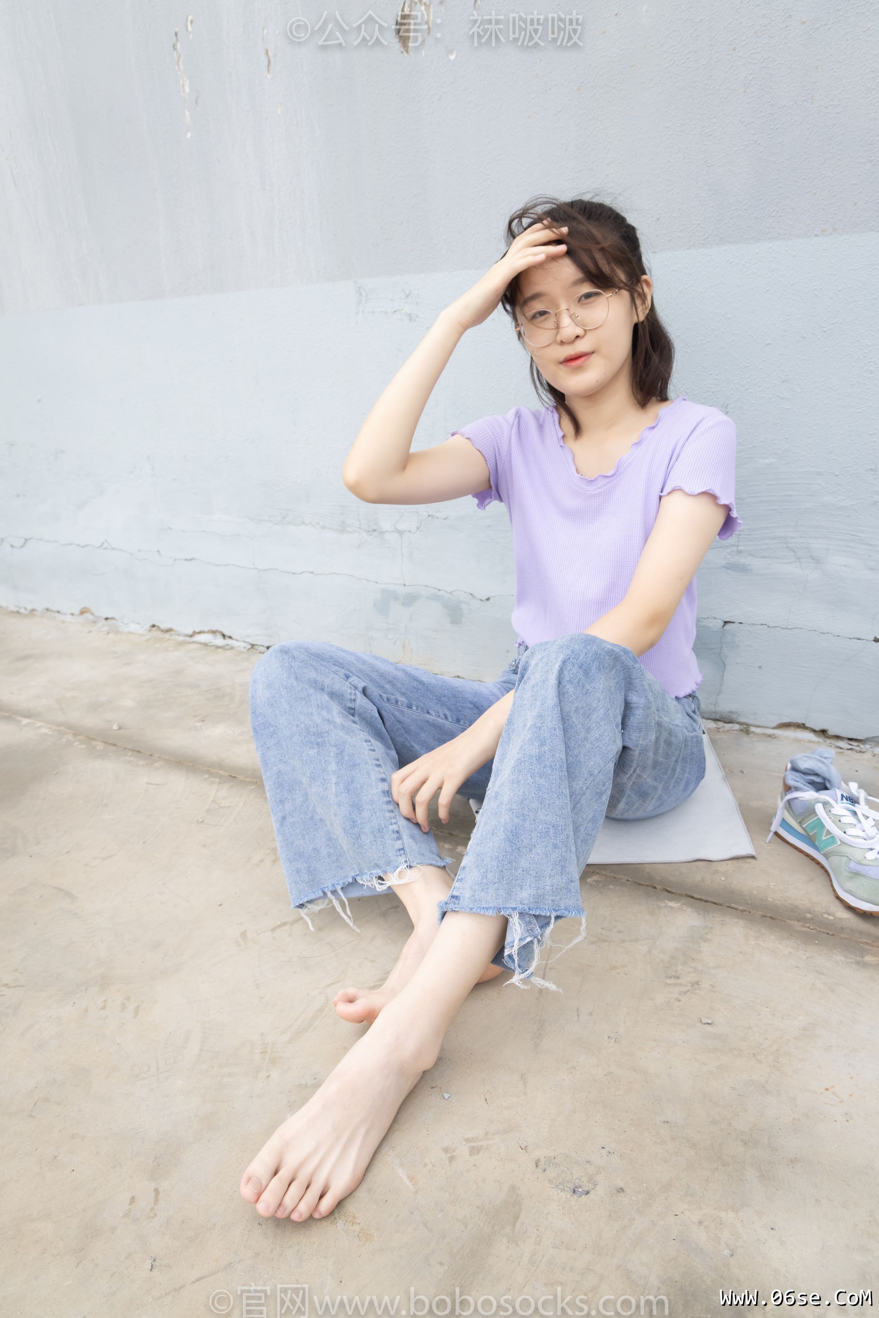 图片[144]-BoBoSocks袜啵啵 No.020 熊熊-NB运动鞋、蓝色短棉袜、裸足[150P]-六色网