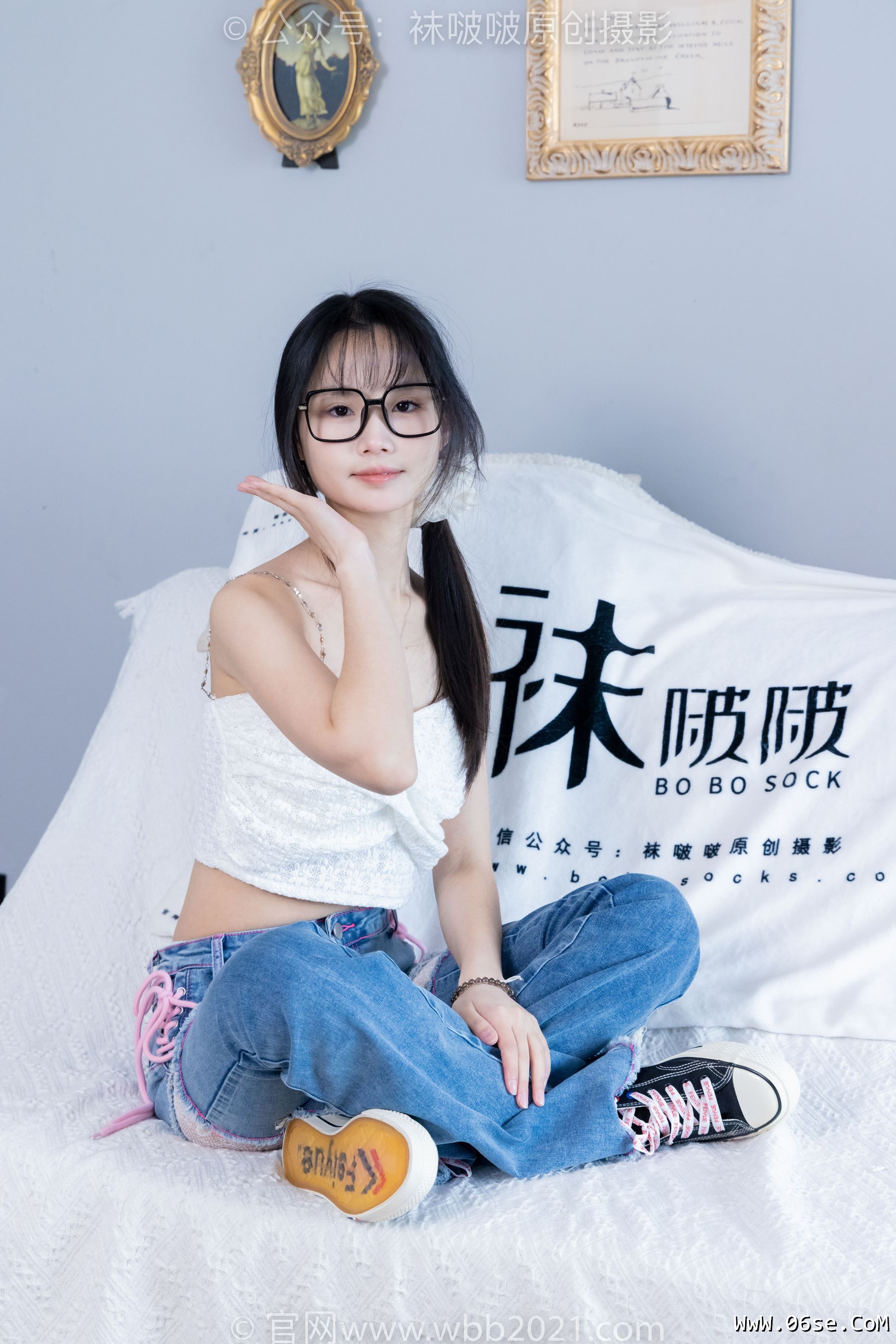 图片[58]-BoBoSocks袜啵啵 No.372 甜甜圈 -板鞋、白色蕾丝袜、可拆卸牛仔裤、裤里丝[140P]-六色网