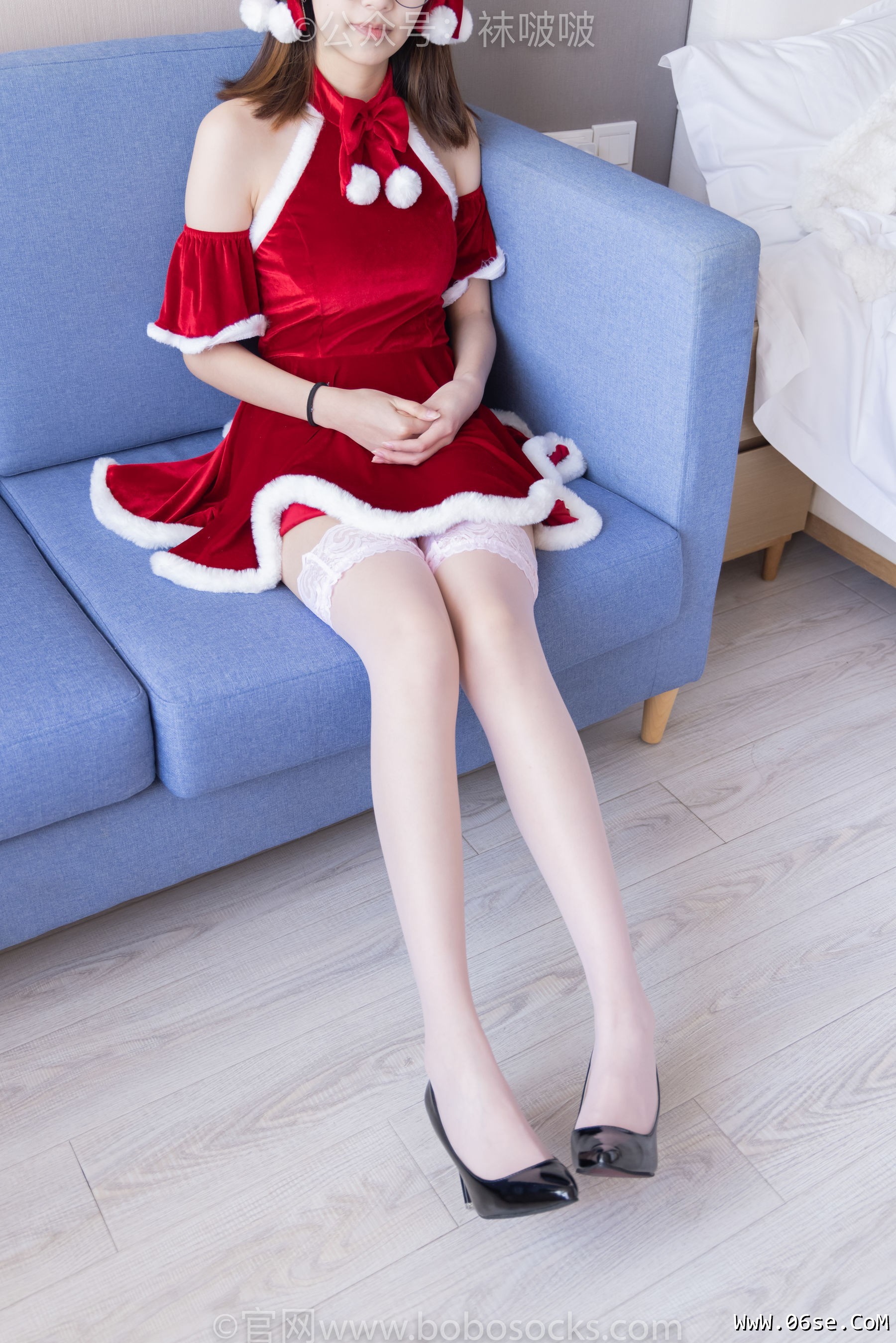 图片[65]-BoBoSocks袜啵啵 No.043 小甜豆-圣诞服、平底鞋、高跟鞋、白色渔网袜[164P]-六色网