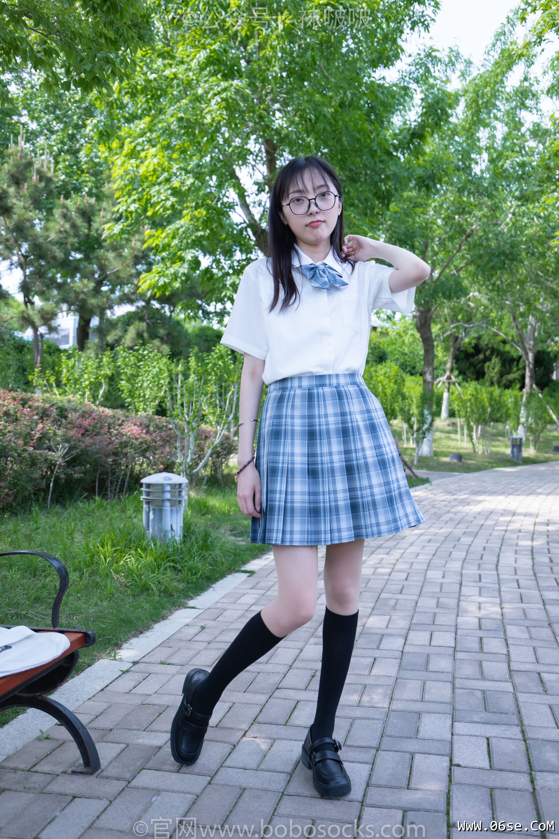 图片[8]-BoBoSocks袜啵啵 No.007 稚予-JK制服、皮鞋、黑色中筒棉袜、肉丝[143P]-六色网