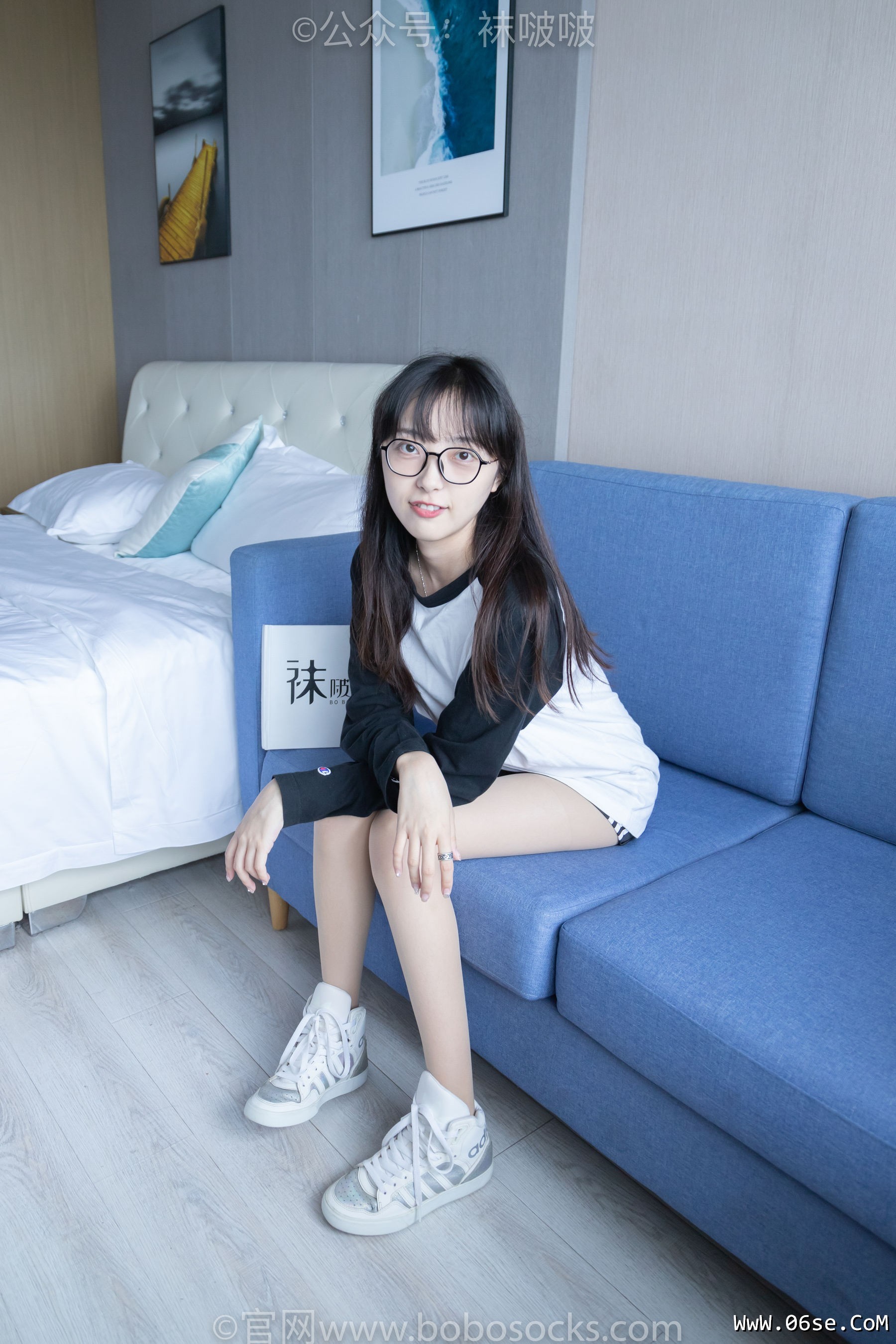 图片[2]-BoBoSocks袜啵啵 No.015 稚予-阿迪板鞋、白色短棉袜、肉丝[148P]-六色网