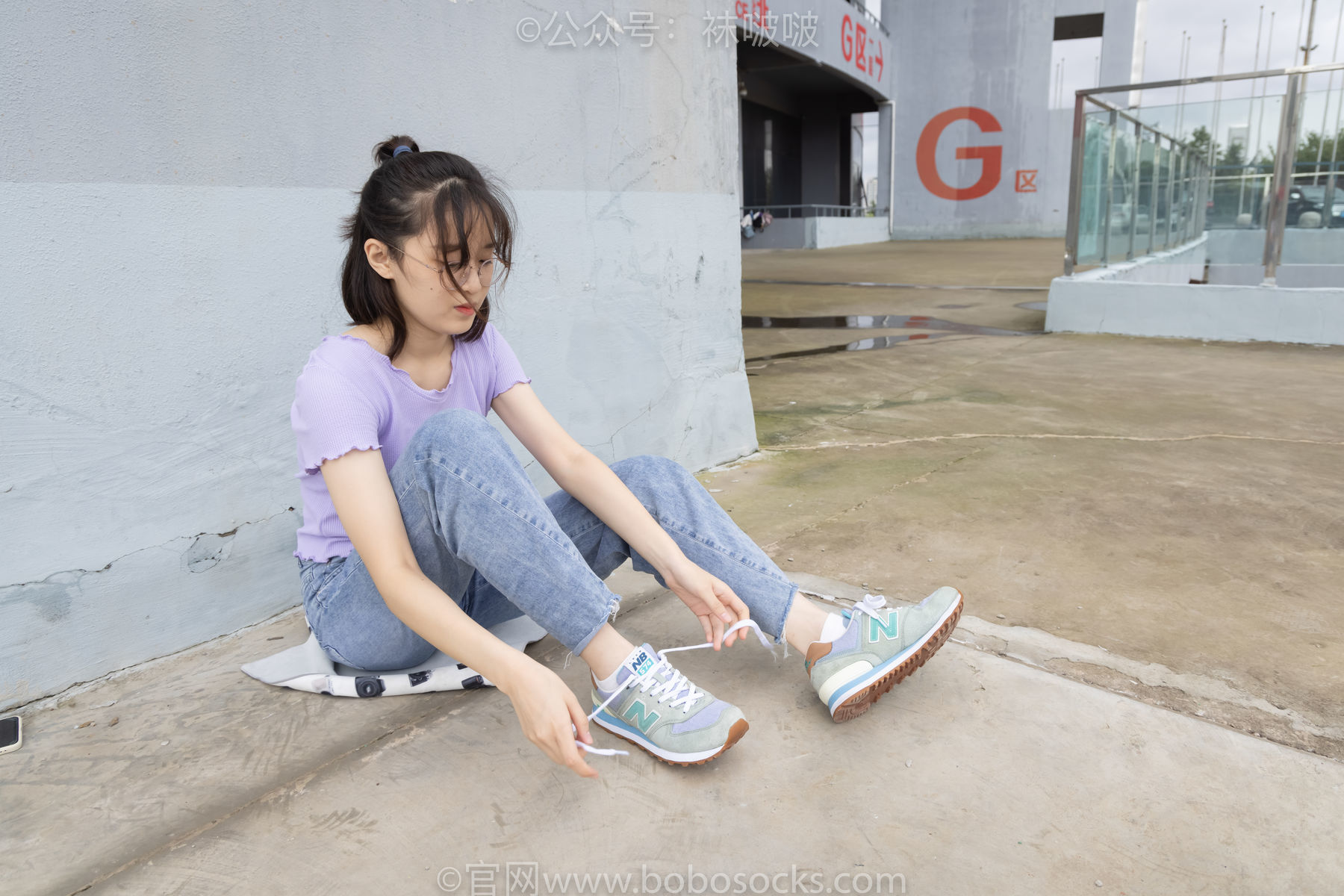 图片[41]-BoBoSocks袜啵啵 No.020 熊熊-NB运动鞋、蓝色短棉袜、裸足[150P]-六色网