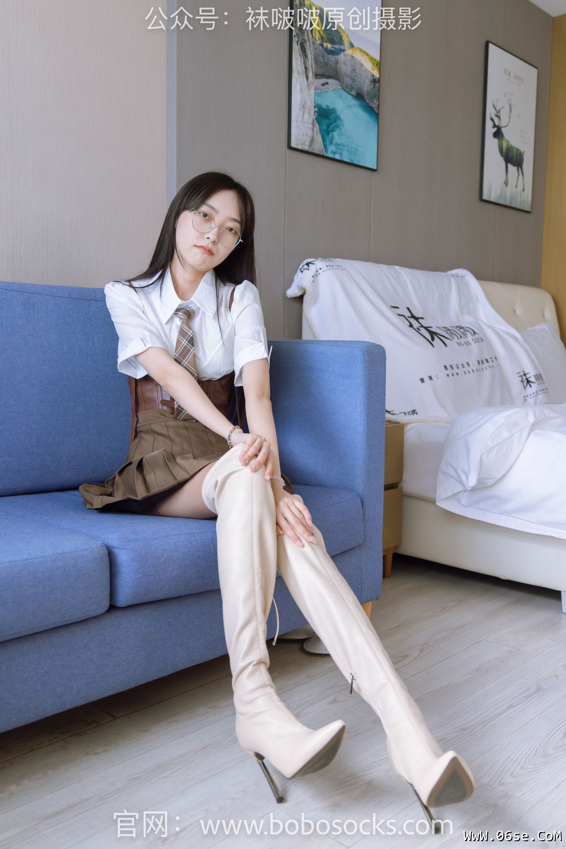 图片[13]-BoBoSocks袜啵啵 No.133 稚予-高跟长靴、白棉袜、咖啡丝[140P]-六色网