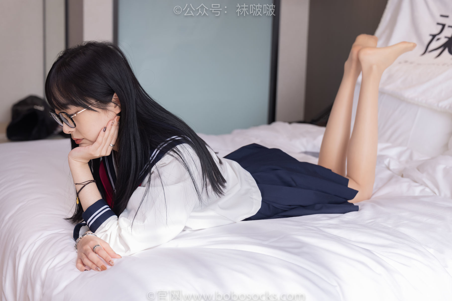 图片[86]-BoBoSocks袜啵啵 积分限定作品005 稚予-JK制服、皮鞋、油亮肉丝、踩蛋糕[133P]-六色网