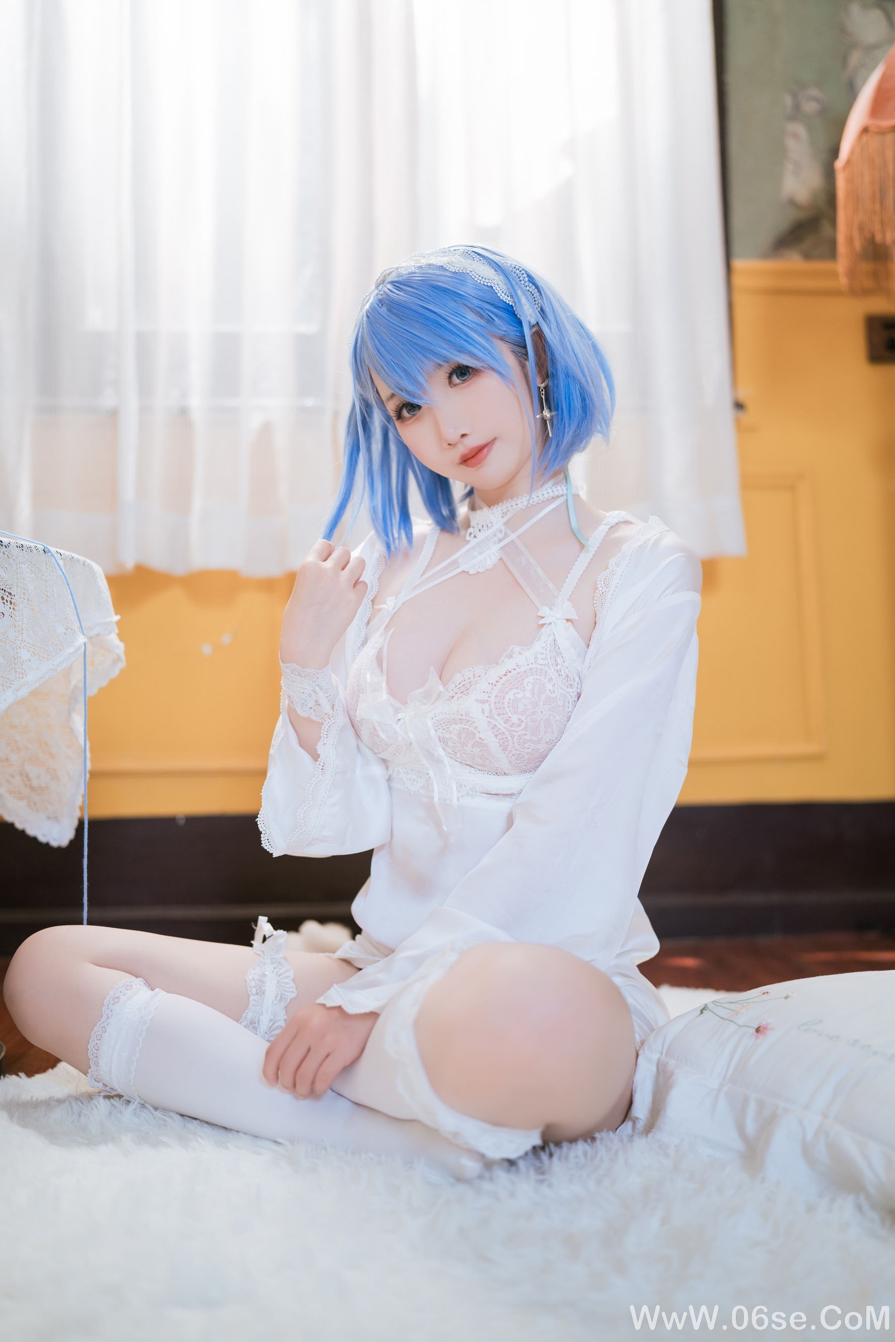 图片[41]-可爱人气Coser 面饼仙儿 – 碧蓝航线 恰巴耶夫睡衣[43P]-六色网