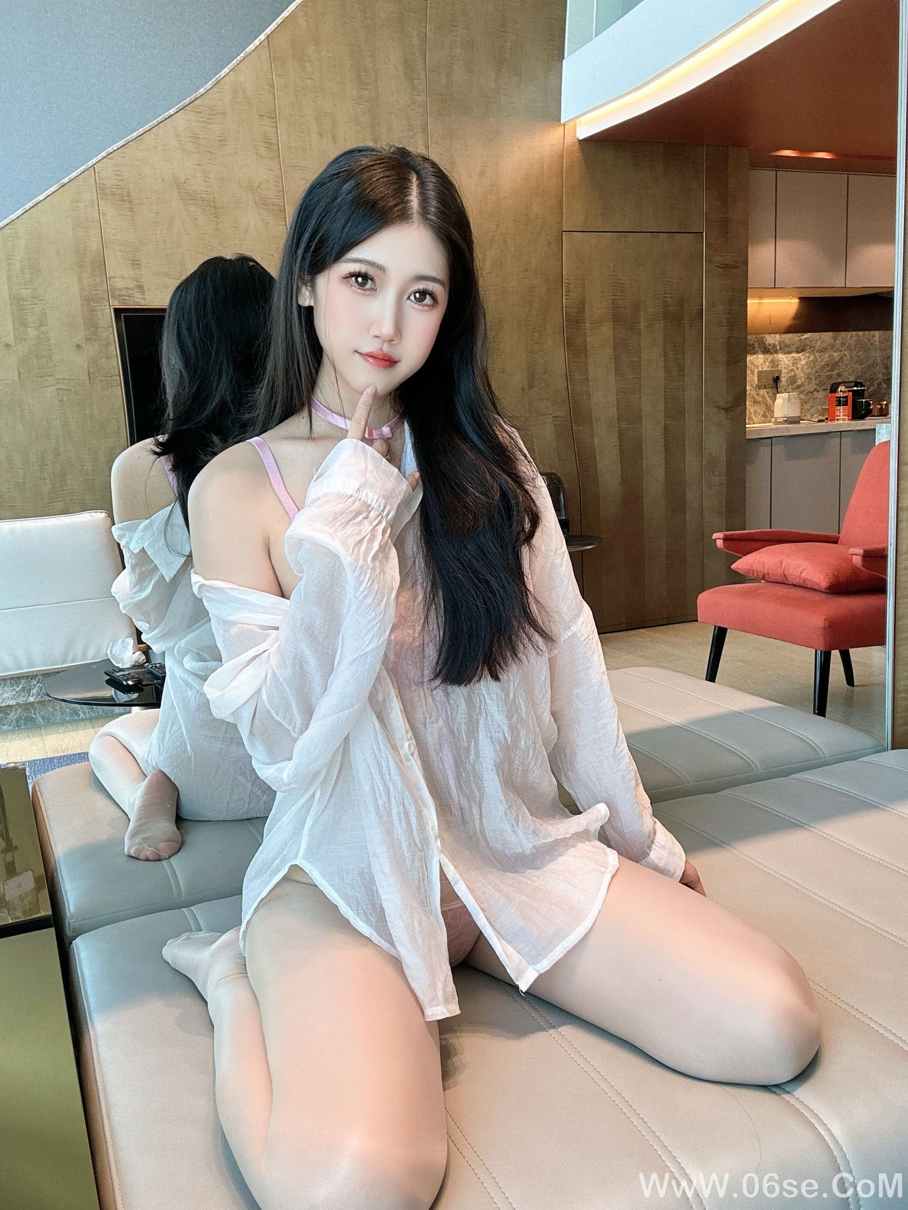 图片[45]-微博人气Coser不呆猫 – 粉色衬衣女友[66P]-六色网