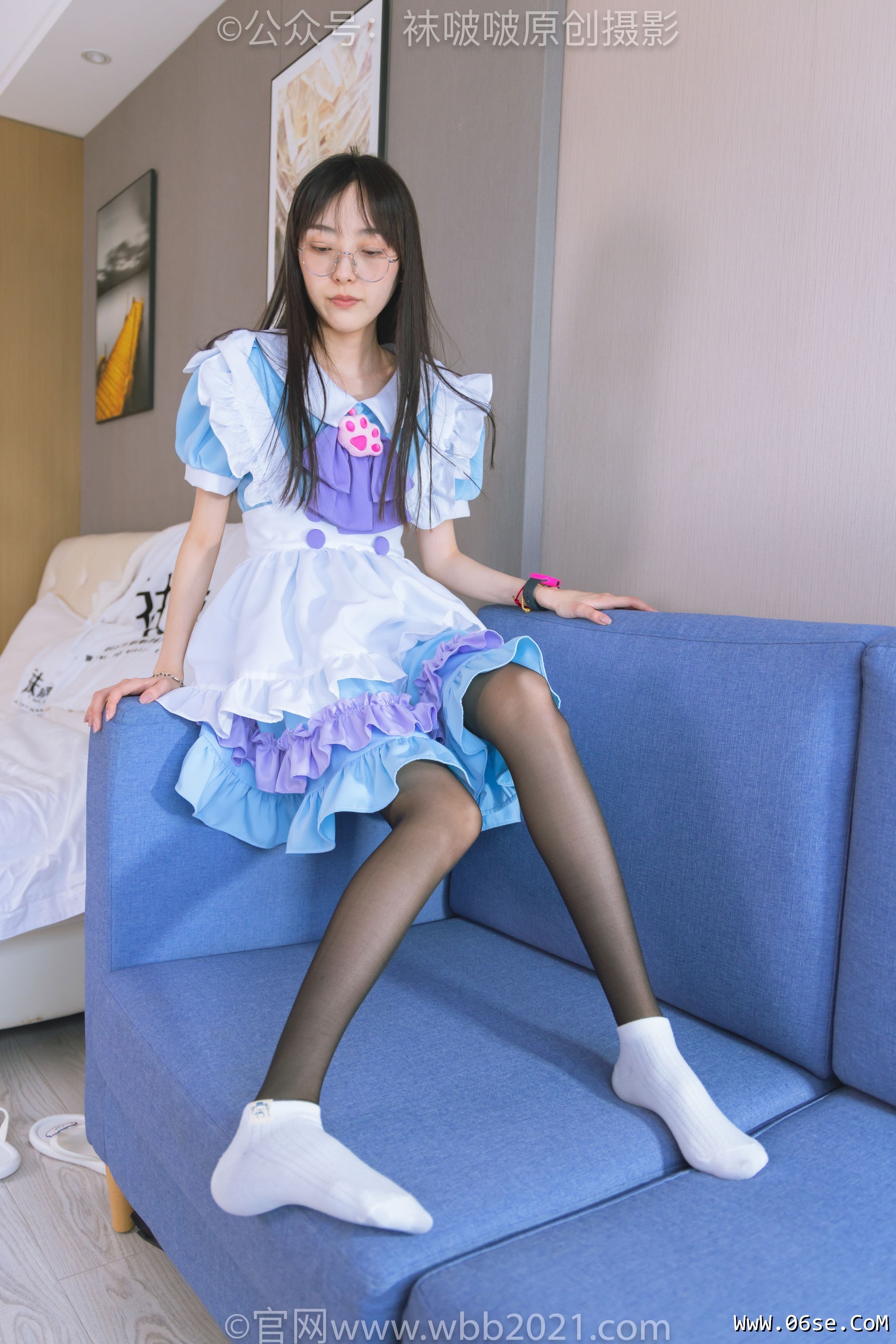 图片[67]-BoBoSocks袜啵啵 No.437 稚予 -女仆装、人字拖、薄黑丝、白棉袜、裸足[140P]-六色网
