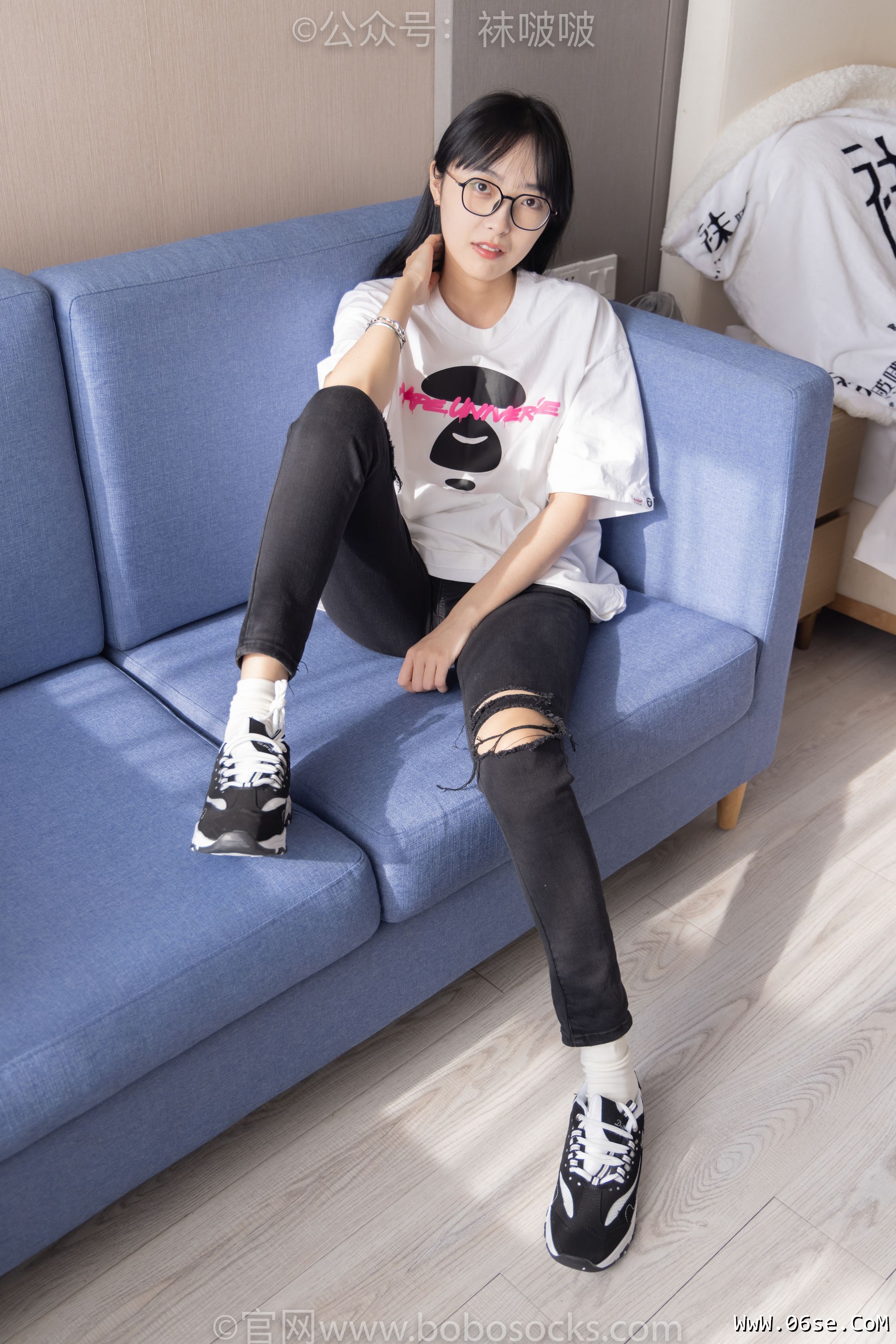图片[37]-BoBoSocks袜啵啵 No.055 稚予-斯凯奇运动鞋、白棉袜、黑棉袜[139P]-六色网