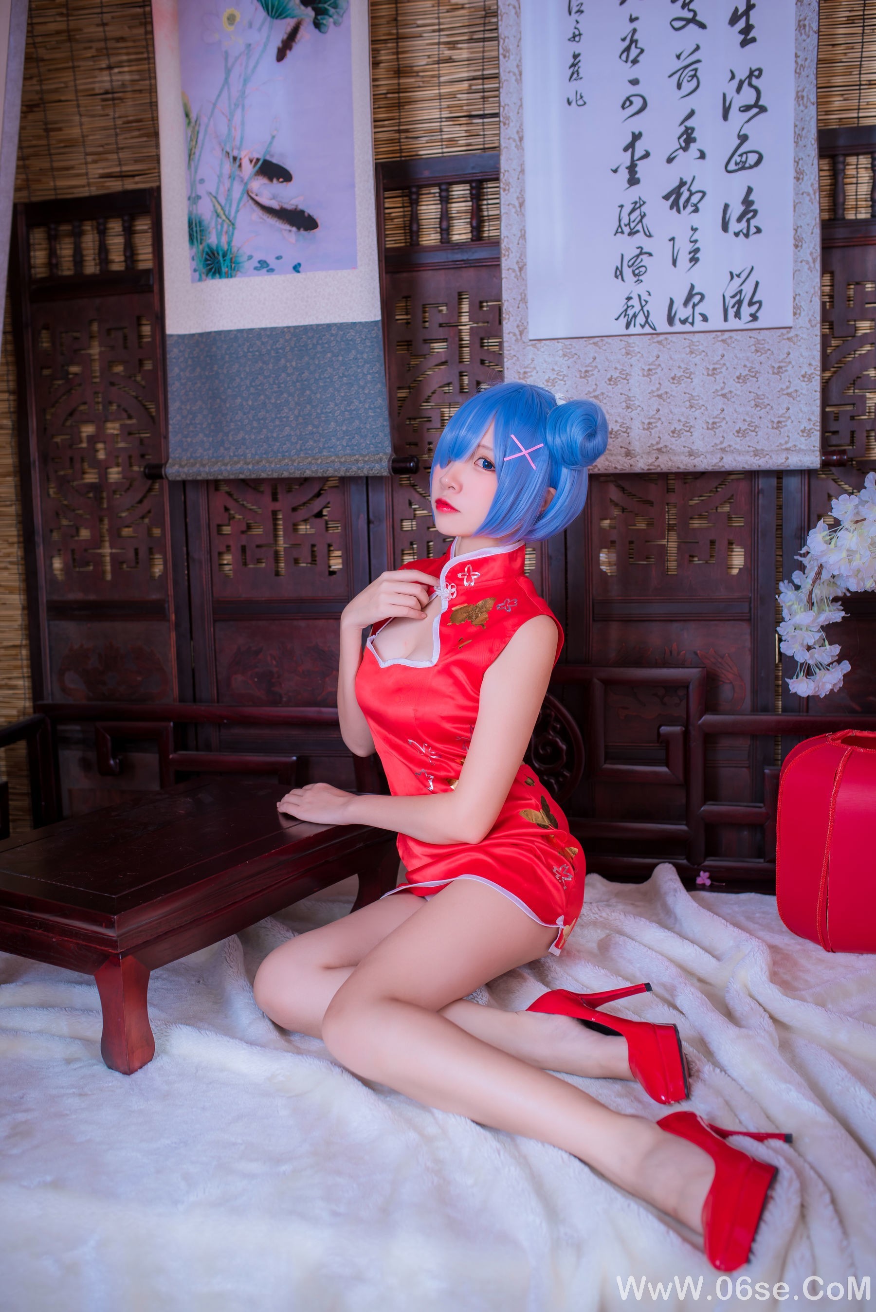 图片[23]-人气Coser二佐Nisa 蕾姆旗袍[30P]-六色网