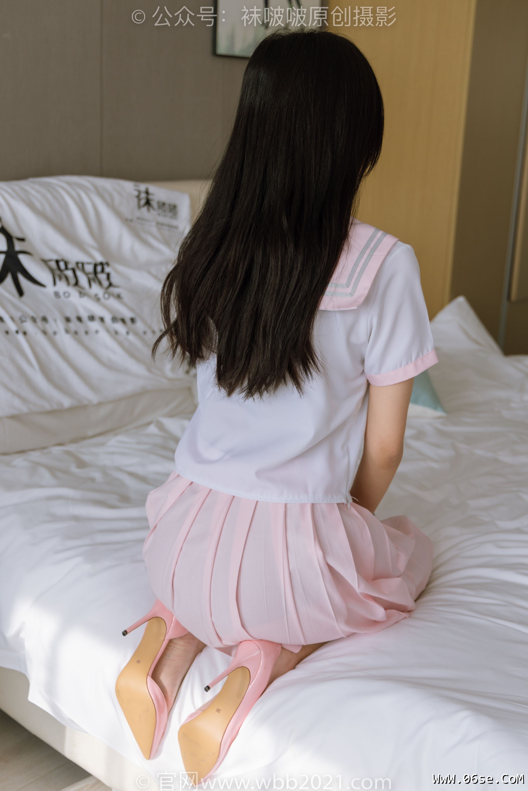 图片[123]-BoBoSocks袜啵啵 No.348 小甜豆 -两双高跟鞋、厚白丝大腿袜、裸足[170P]-六色网