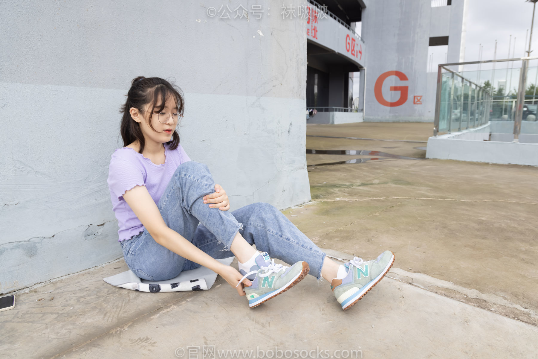 图片[44]-BoBoSocks袜啵啵 No.020 熊熊-NB运动鞋、蓝色短棉袜、裸足[150P]-六色网