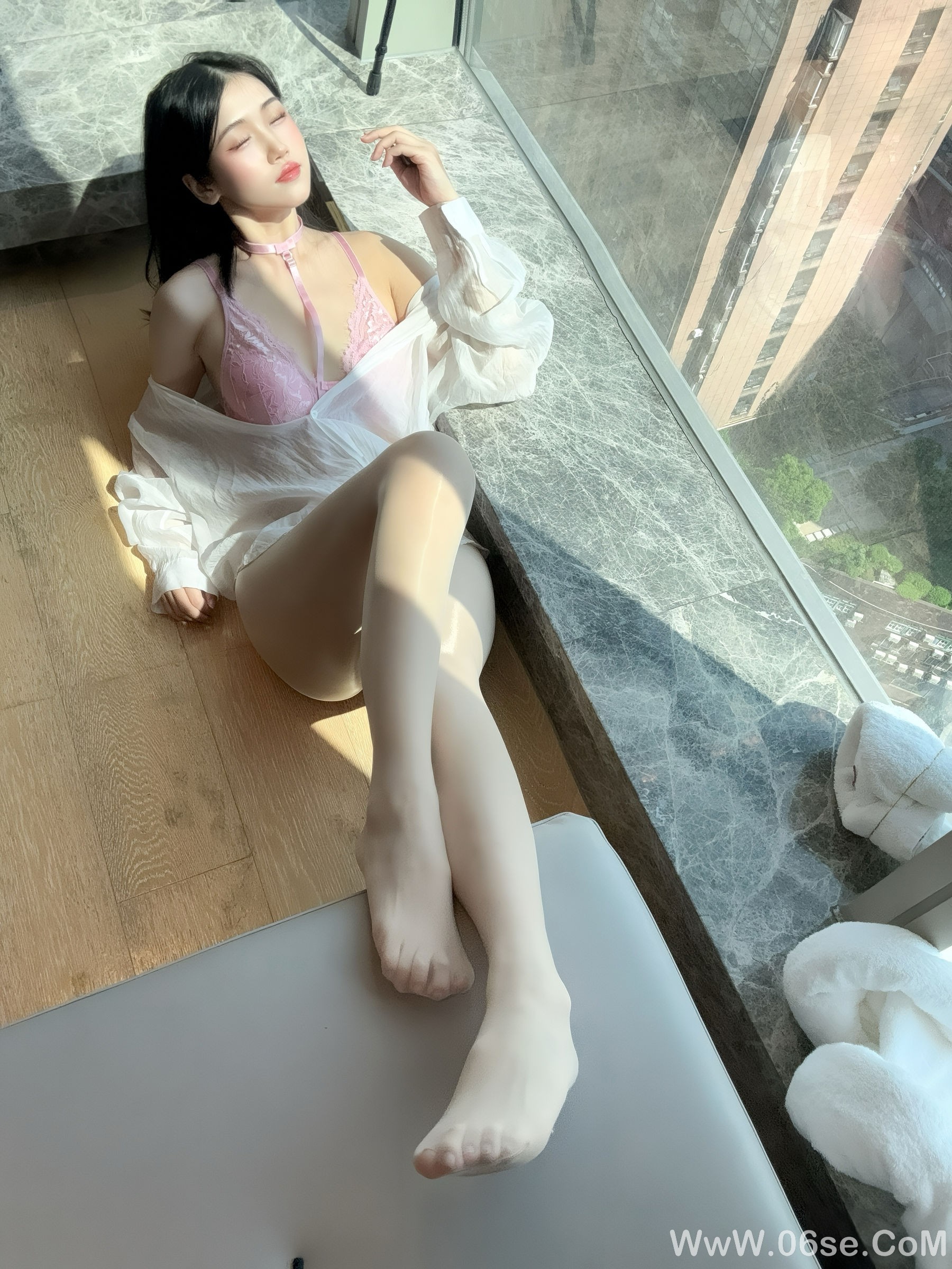 图片[19]-微博人气Coser不呆猫 – 粉色衬衣女友[66P]-六色网