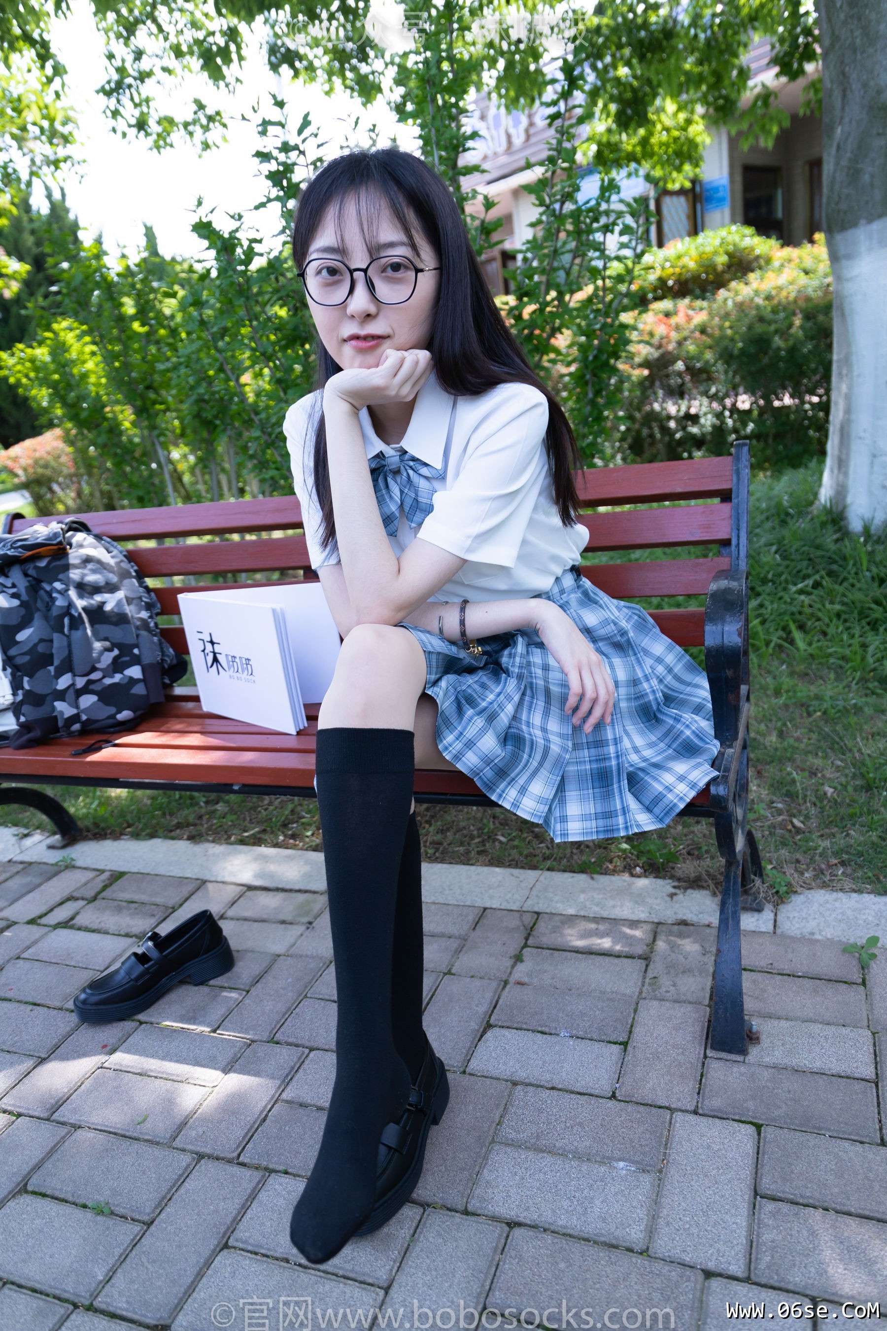图片[47]-BoBoSocks袜啵啵 No.007 稚予-JK制服、皮鞋、黑色中筒棉袜、肉丝[143P]-六色网