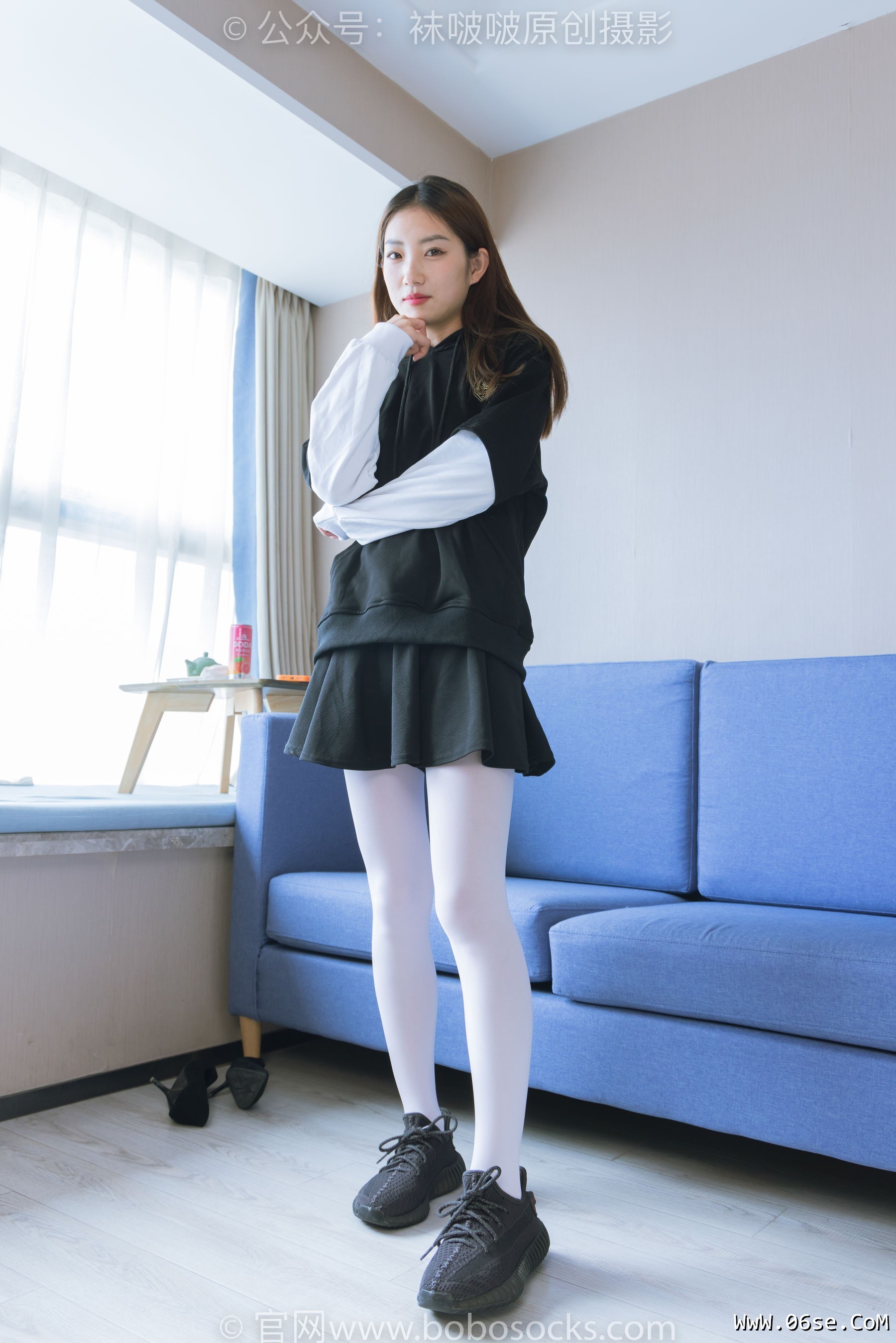 图片[2]-BoBoSocks袜啵啵 No.214 小沫 -黑色运动鞋、厚白丝[142P]-六色网