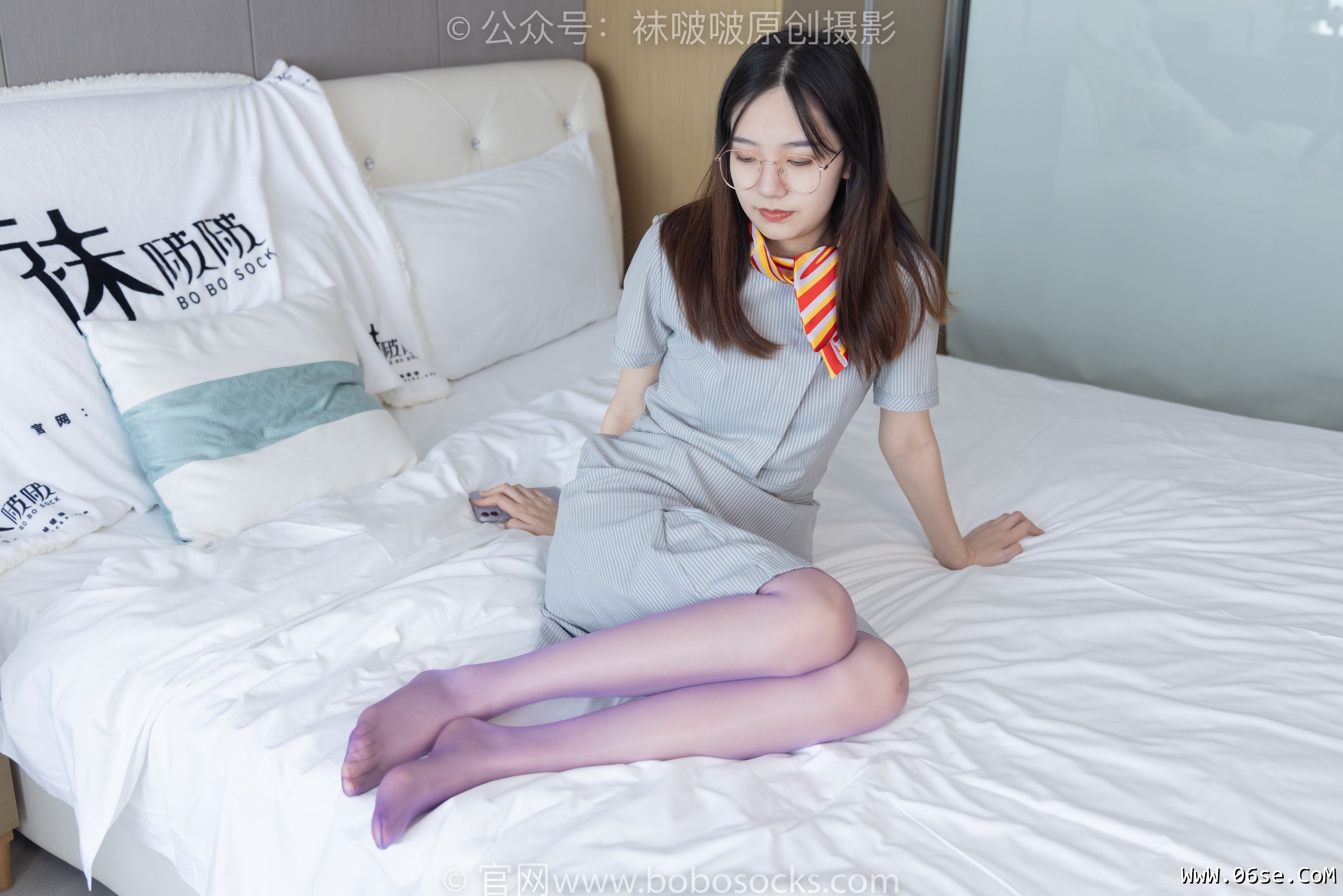 图片[89]-BoBoSocks袜啵啵 No.205 小甜 豆-白色高跟鞋、紫色油亮丝袜[140P]-六色网