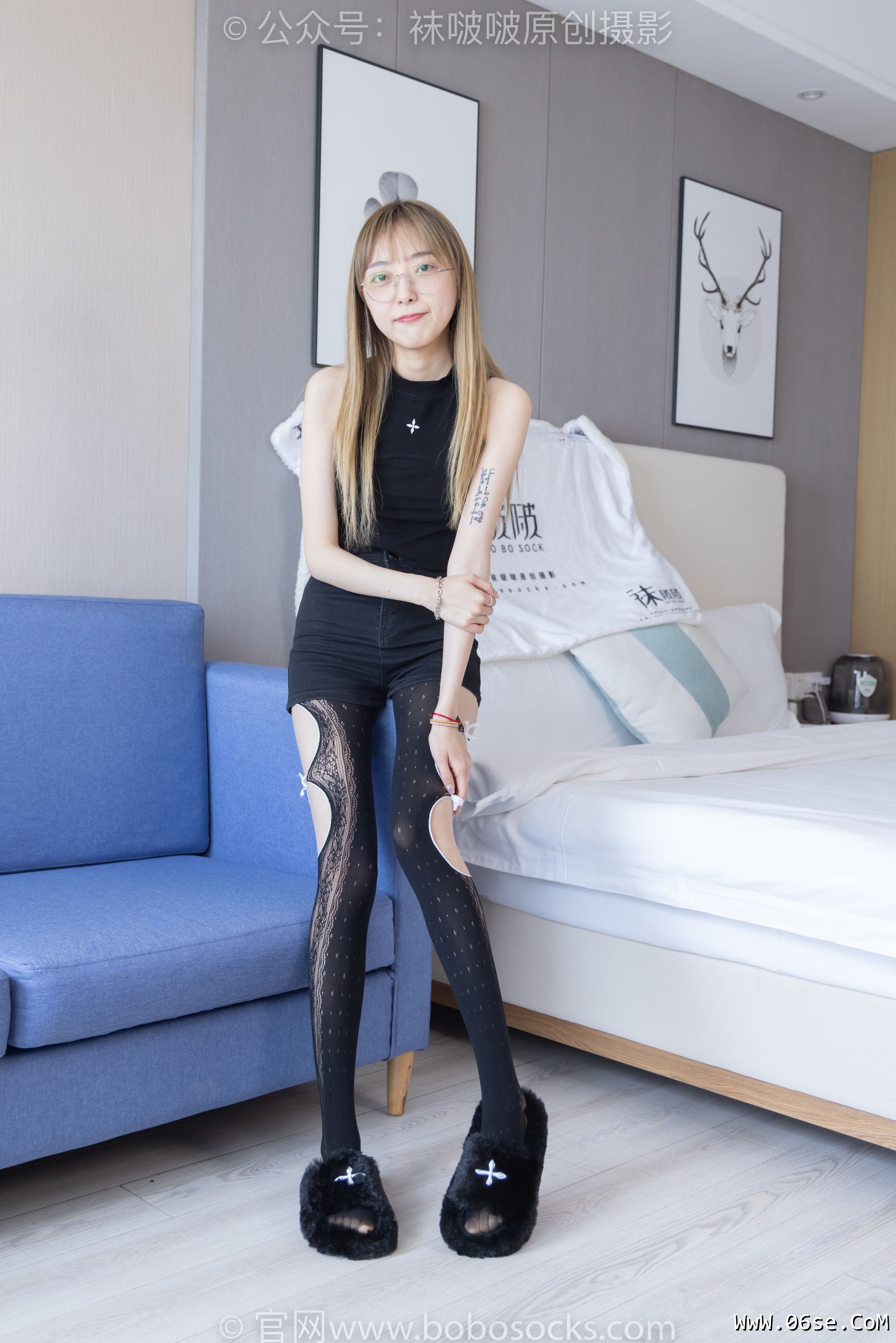 BoBoSocks袜啵啵 No.219 稚予-板鞋、拖鞋、厚黑丝、蕾丝黑丝[140P]-六色网