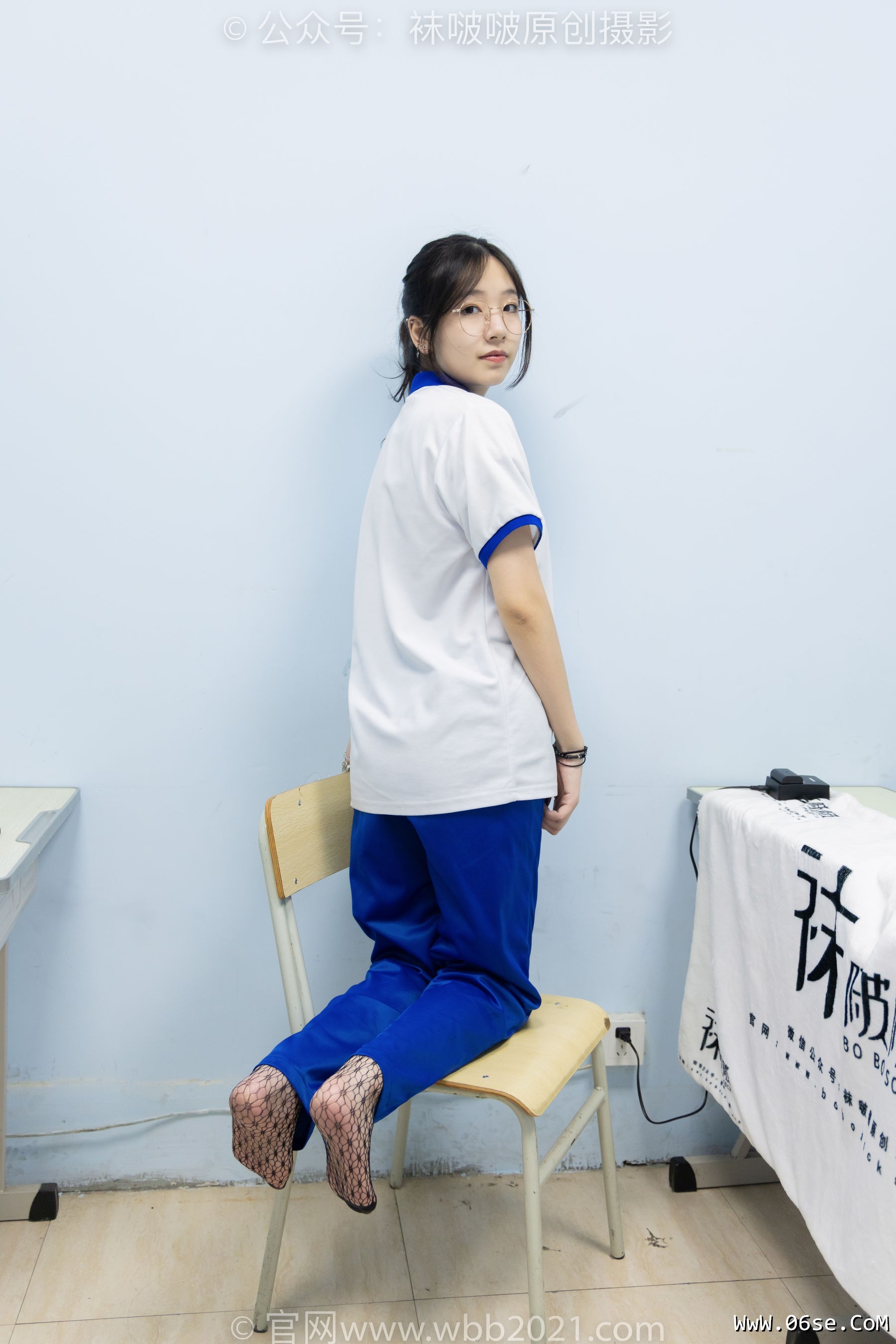 图片[25]-BoBoSocks袜啵啵 No.375 小甜豆 -高跟鞋、黑色蕾丝网袜、校服裤里丝[160P]-六色网