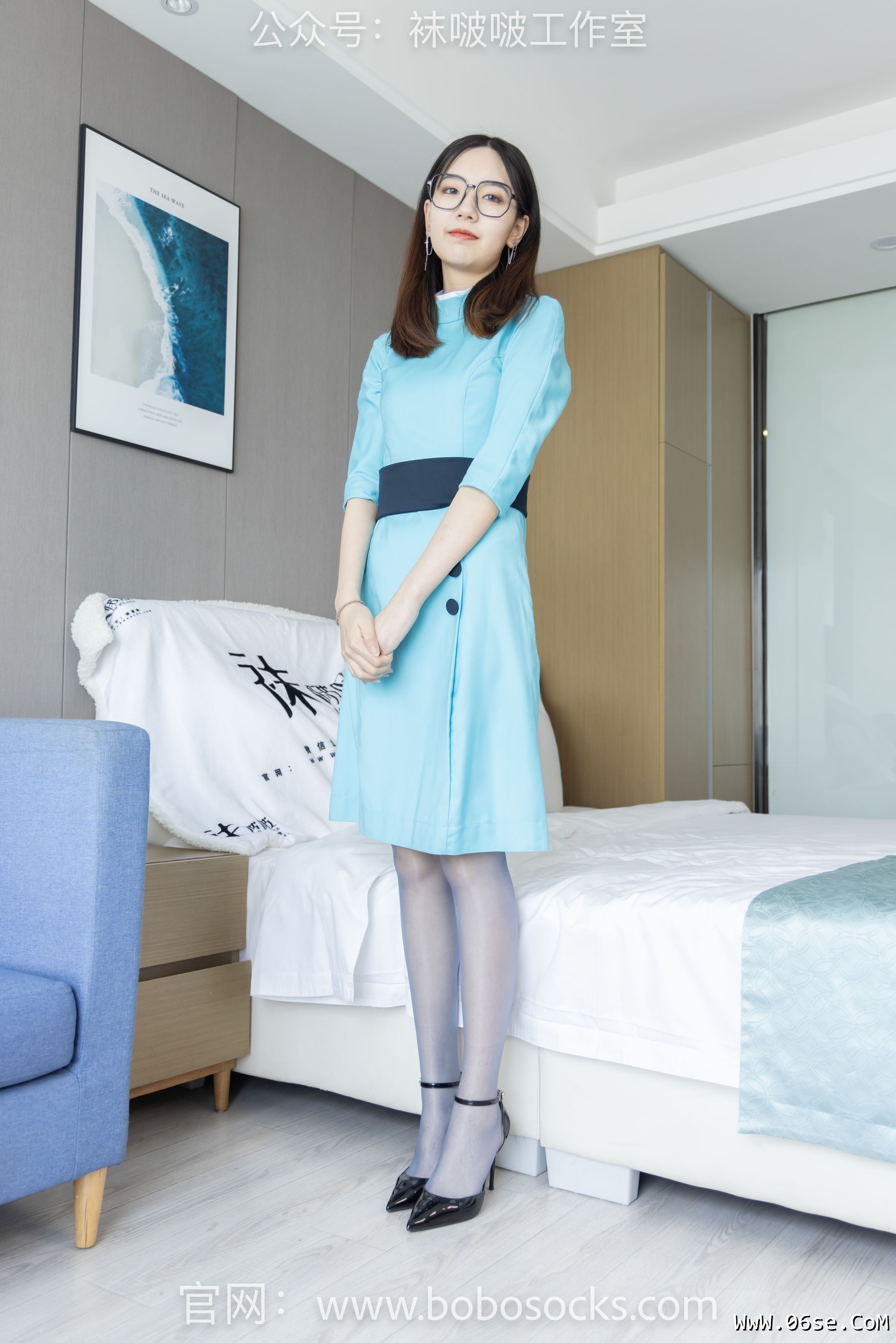 图片[64]-BoBoSocks袜啵啵 No.105 小甜豆-空姐制服、高跟鞋、蓝色丝袜[140P]-六色网