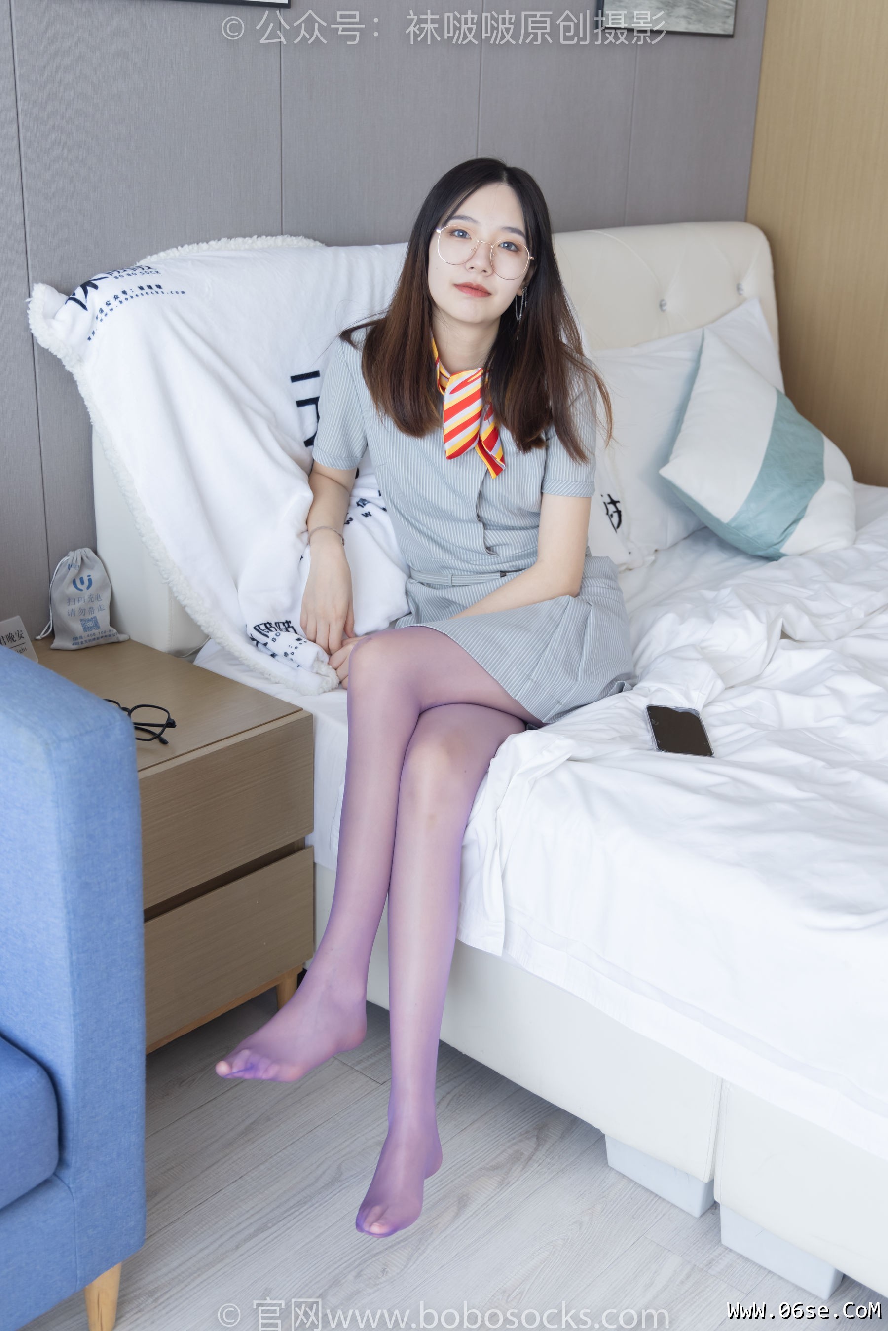 图片[26]-BoBoSocks袜啵啵 No.205 小甜 豆-白色高跟鞋、紫色油亮丝袜[140P]-六色网