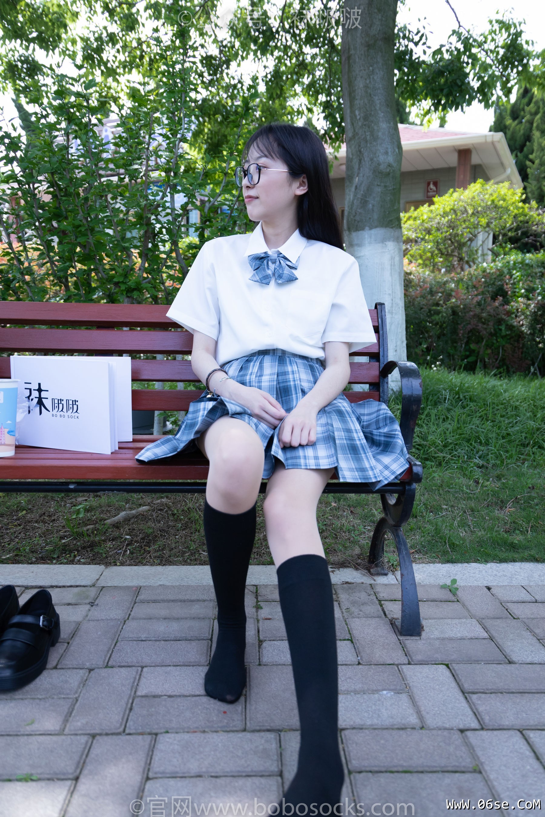 图片[80]-BoBoSocks袜啵啵 No.007 稚予-JK制服、皮鞋、黑色中筒棉袜、肉丝[143P]-六色网