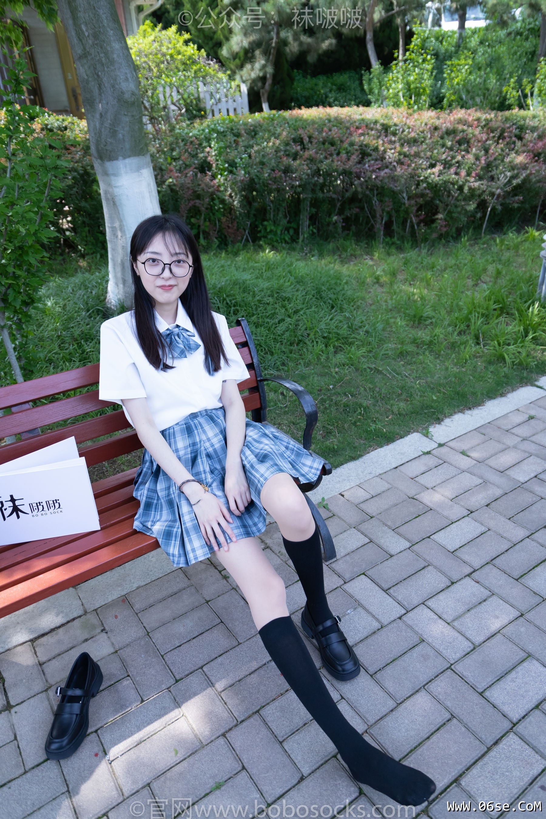 图片[54]-BoBoSocks袜啵啵 No.007 稚予-JK制服、皮鞋、黑色中筒棉袜、肉丝[143P]-六色网