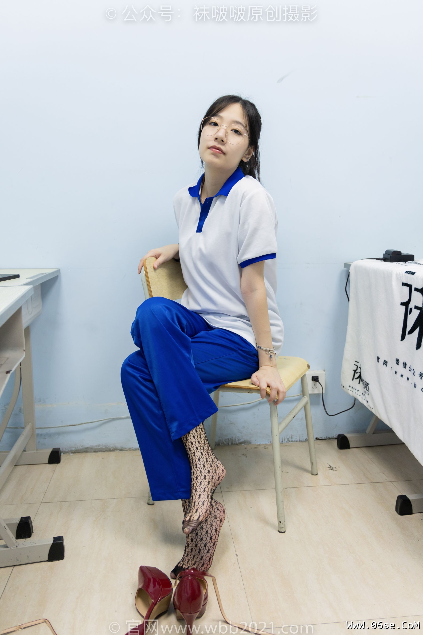 图片[7]-BoBoSocks袜啵啵 No.375 小甜豆 -高跟鞋、黑色蕾丝网袜、校服裤里丝[160P]-六色网