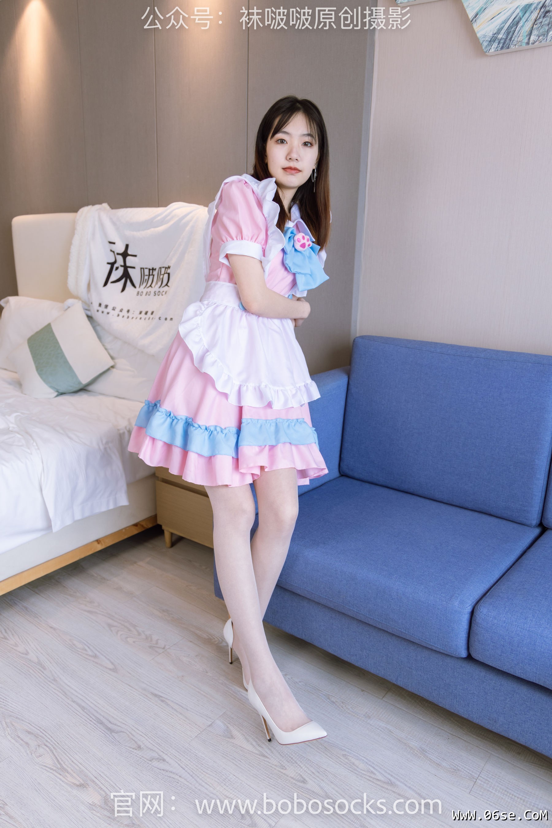 图片[2]-BoBoSocks袜啵啵 No.154 小甜豆-两双高跟鞋、珠光白丝、女仆装[200P]-六色网