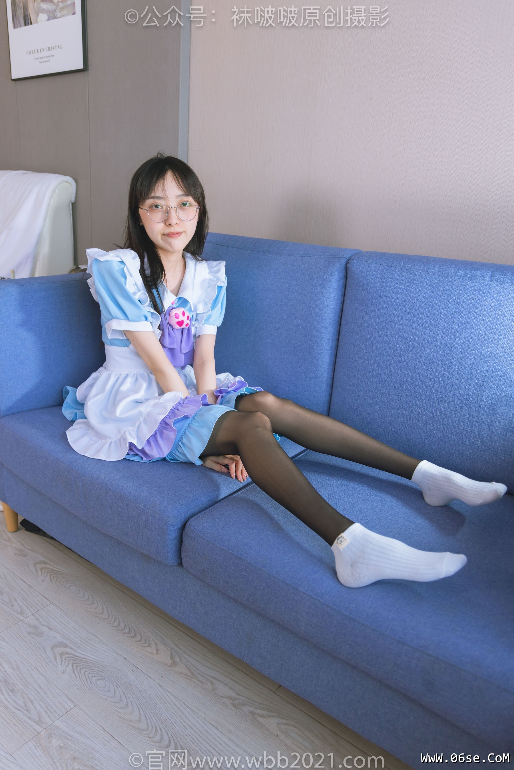 图片[13]-BoBoSocks袜啵啵 No.437 稚予 -女仆装、人字拖、薄黑丝、白棉袜、裸足[140P]-六色网