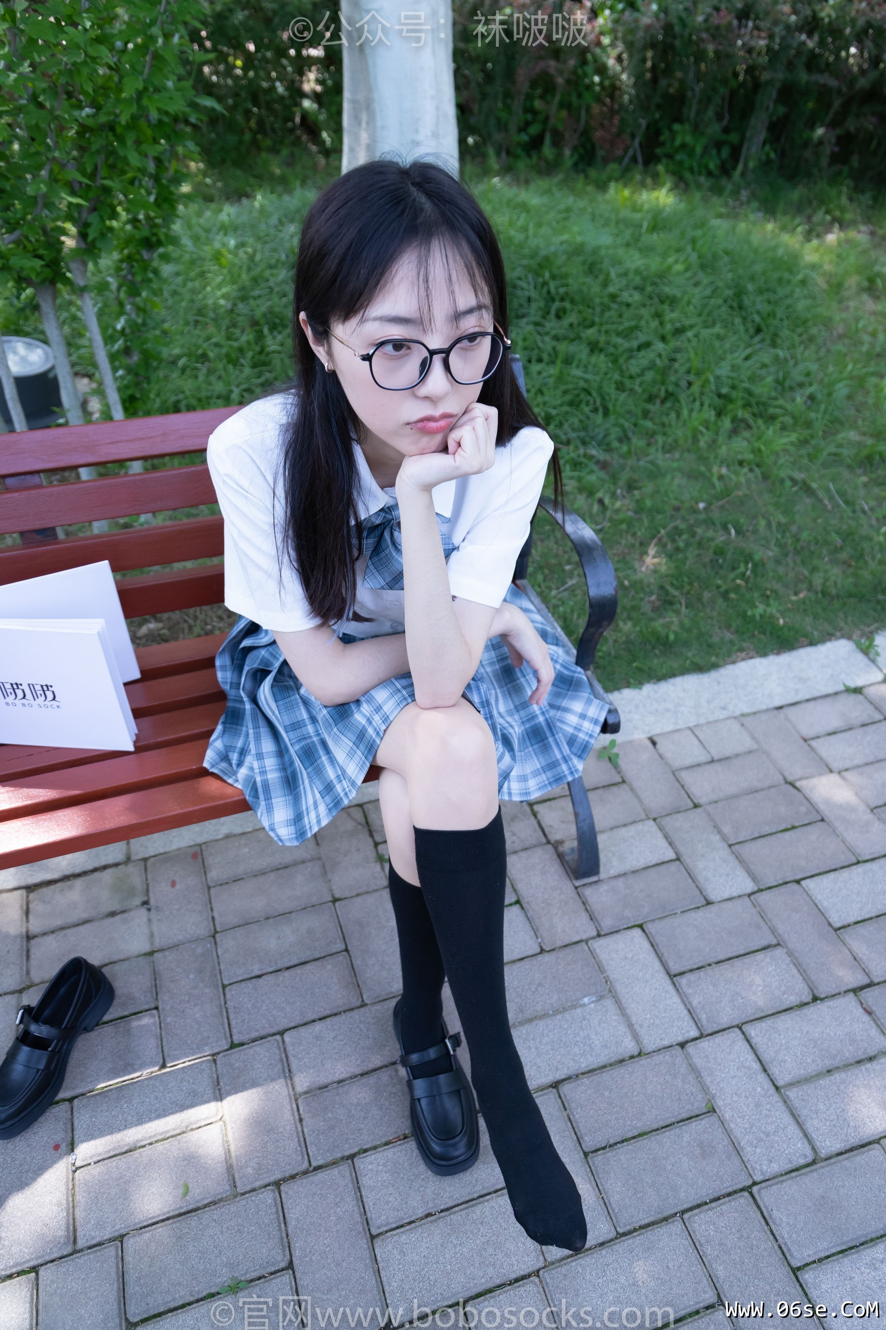 图片[49]-BoBoSocks袜啵啵 No.007 稚予-JK制服、皮鞋、黑色中筒棉袜、肉丝[143P]-六色网