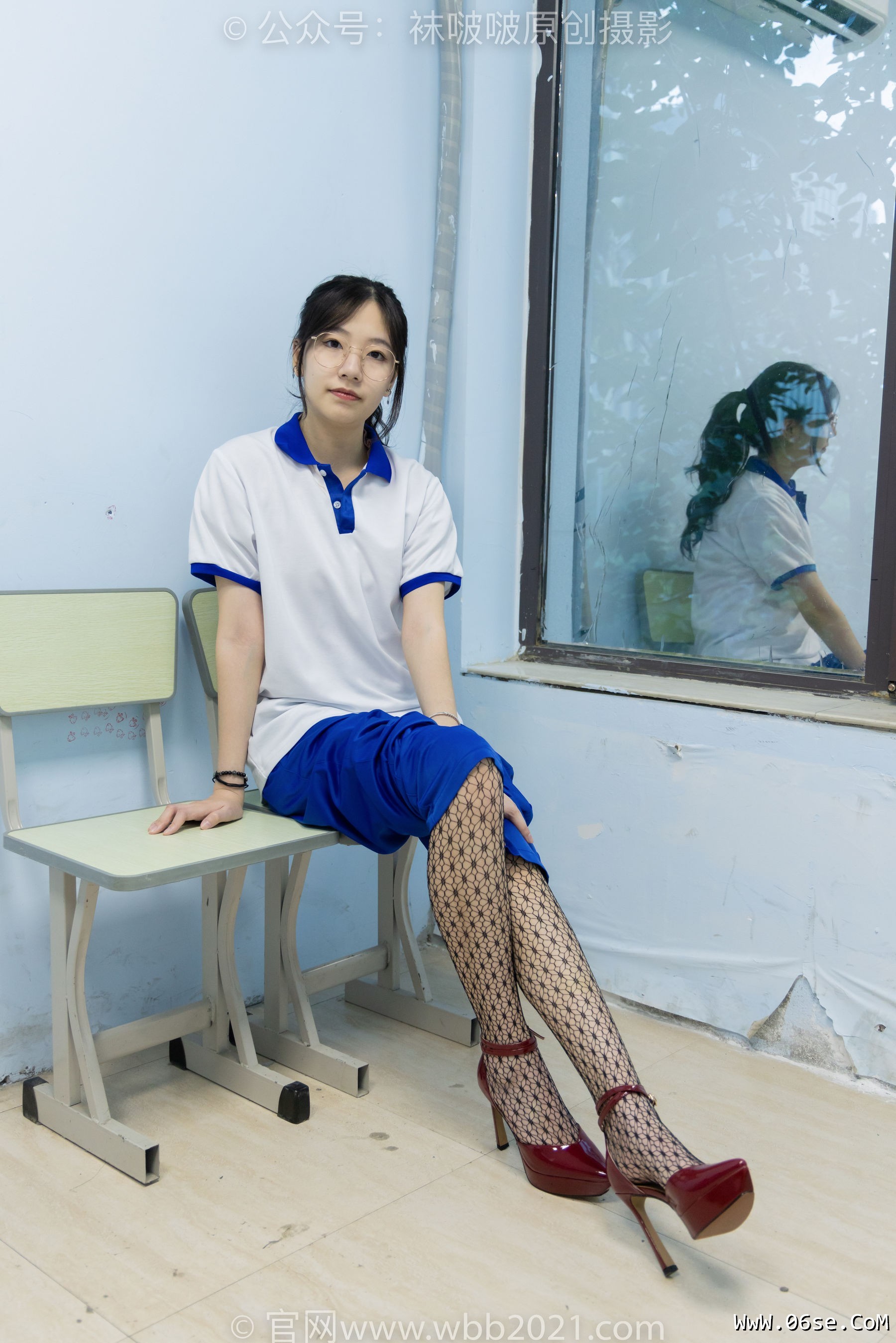 图片[90]-BoBoSocks袜啵啵 No.375 小甜豆 -高跟鞋、黑色蕾丝网袜、校服裤里丝[160P]-六色网
