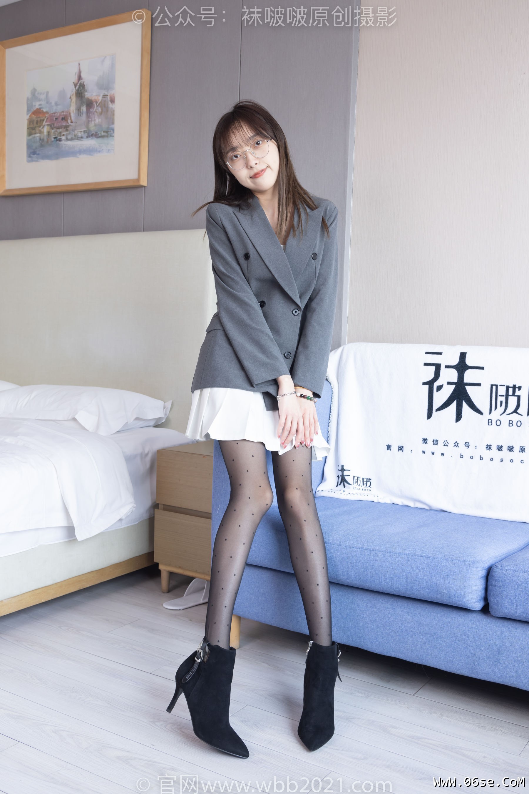 图片[124]-BoBoSocks袜啵啵 No.352 稚予 -短靴、波点黑丝[145P]-六色网