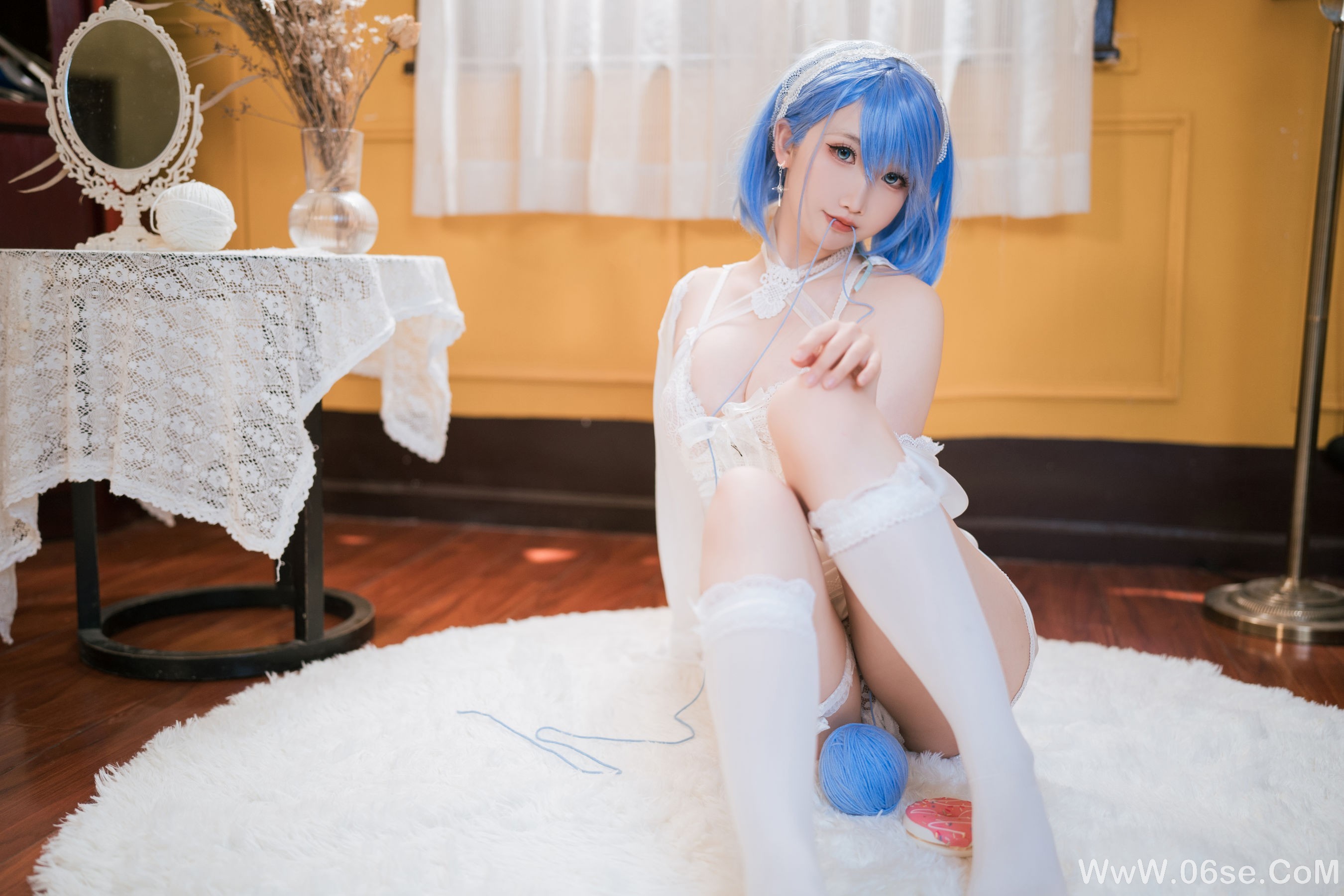 图片[3]-可爱人气Coser 面饼仙儿 – 碧蓝航线 恰巴耶夫睡衣[43P]-六色网