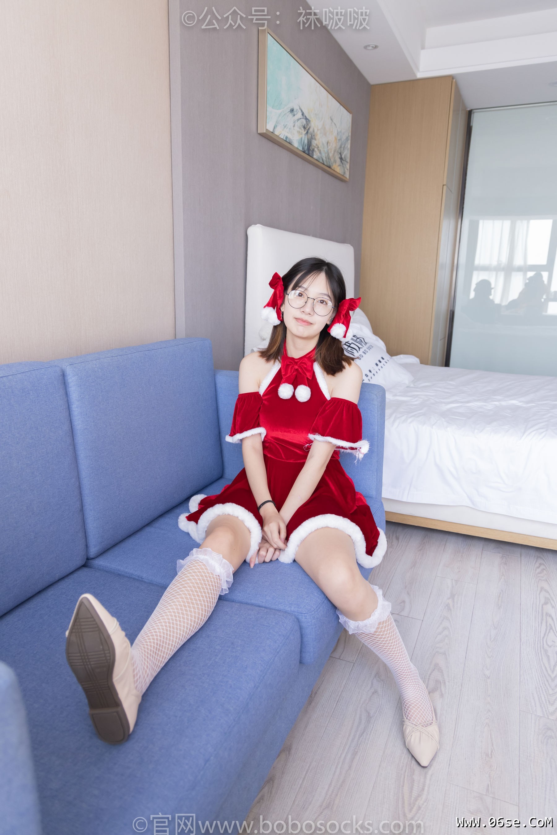图片[13]-BoBoSocks袜啵啵 No.043 小甜豆-圣诞服、平底鞋、高跟鞋、白色渔网袜[164P]-六色网