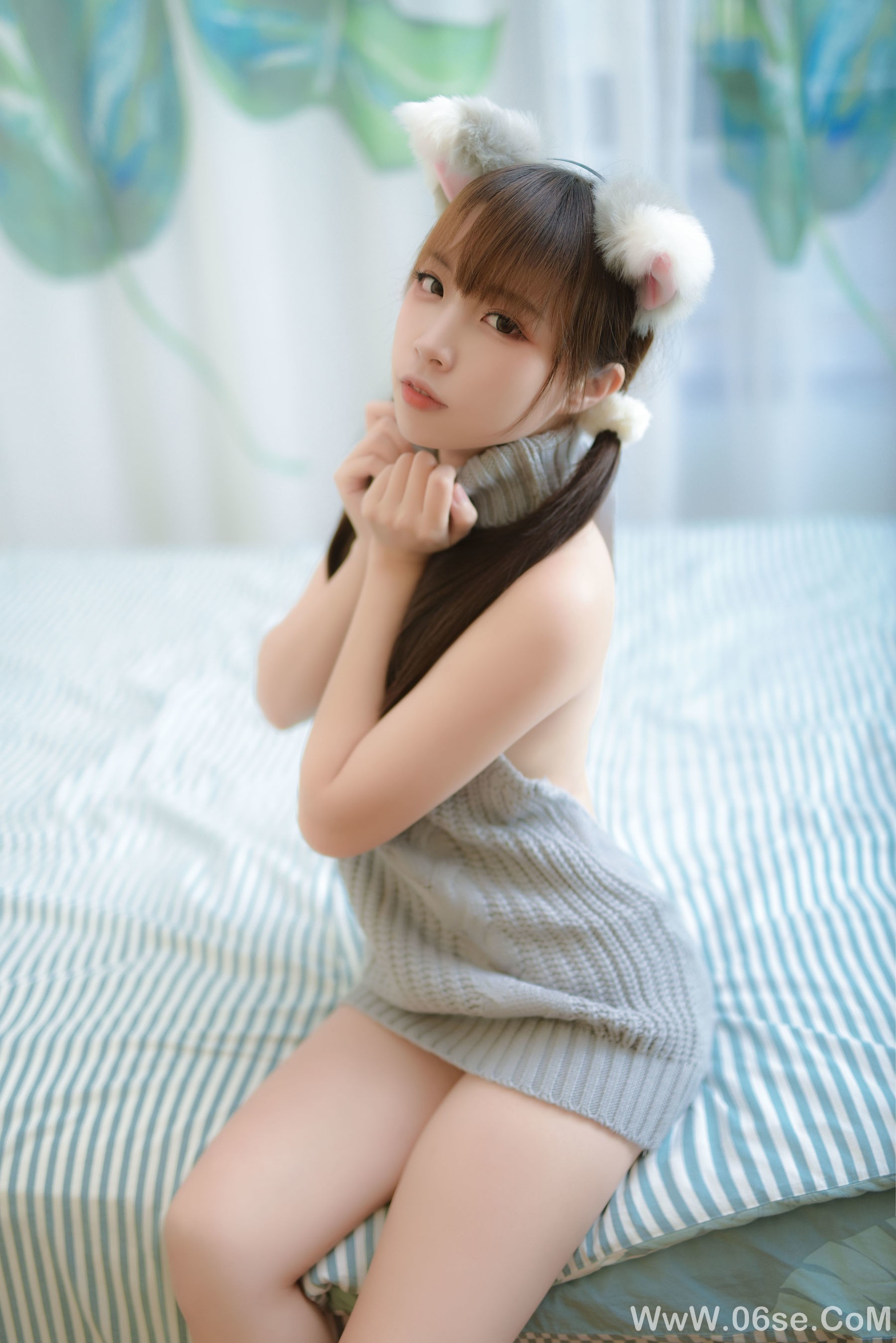 图片[11]-人气Coser二佐Nisa 宠物少女 私房露背毛衣[17P]-六色网