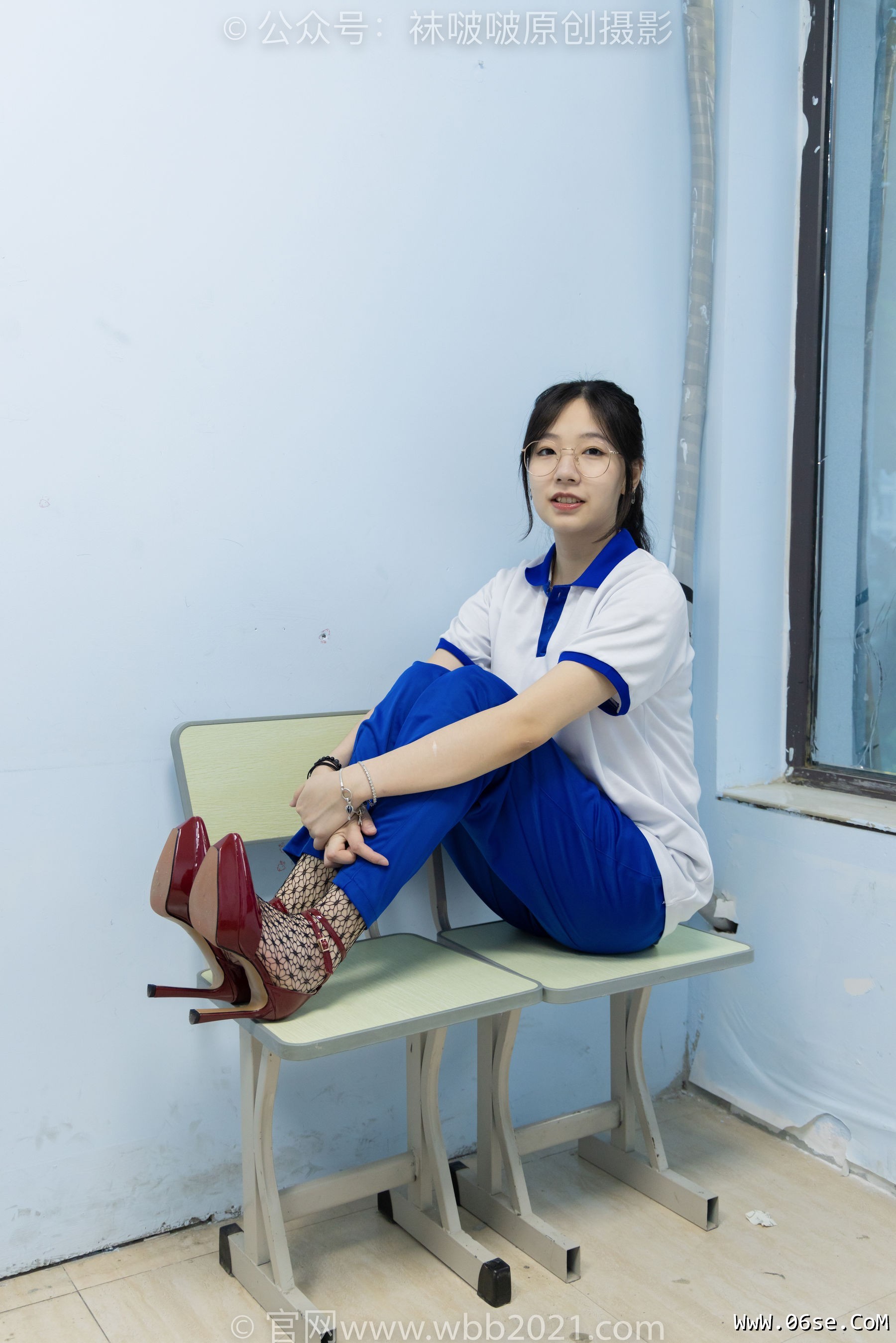 图片[98]-BoBoSocks袜啵啵 No.375 小甜豆 -高跟鞋、黑色蕾丝网袜、校服裤里丝[160P]-六色网