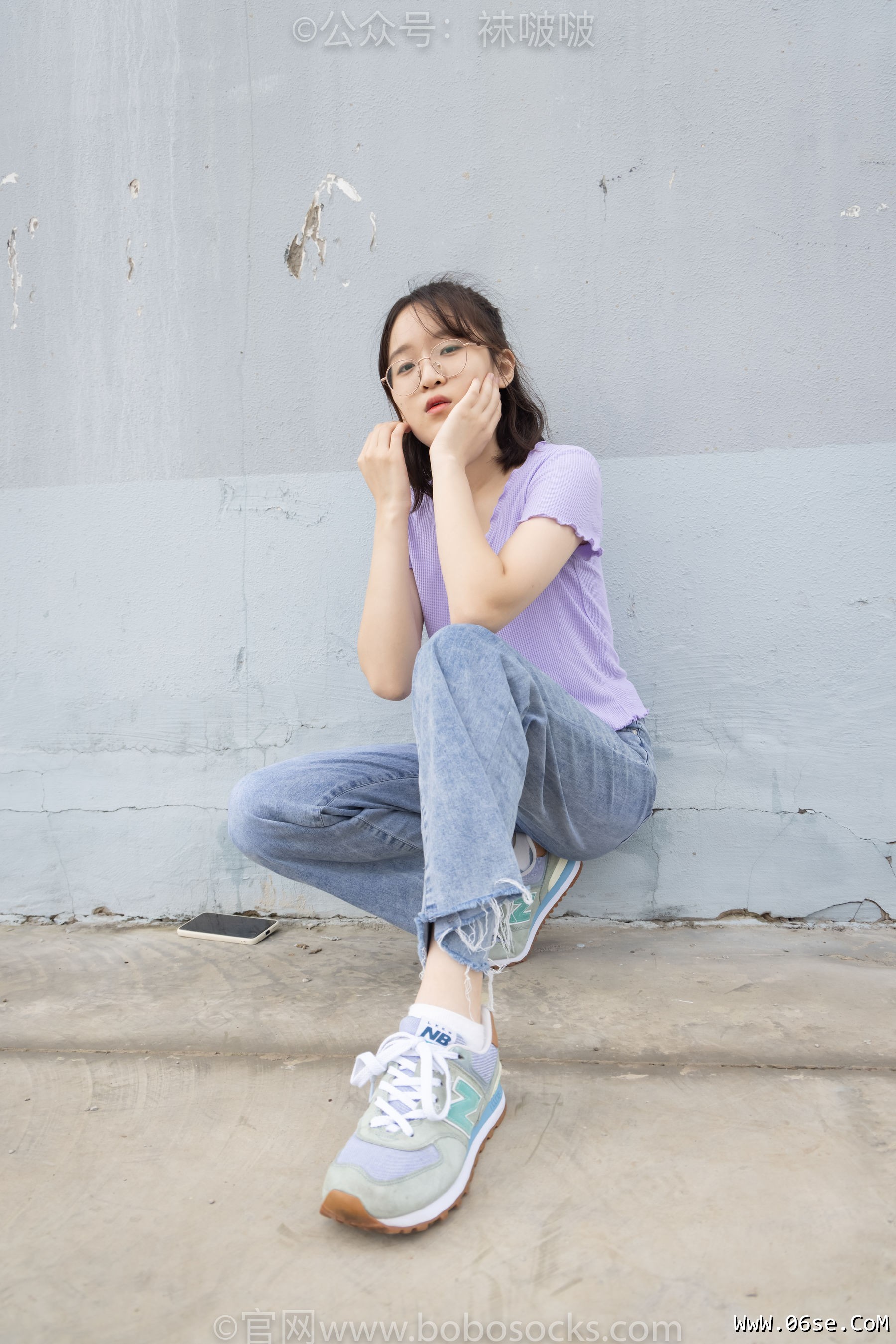 图片[17]-BoBoSocks袜啵啵 No.020 熊熊-NB运动鞋、蓝色短棉袜、裸足[150P]-六色网