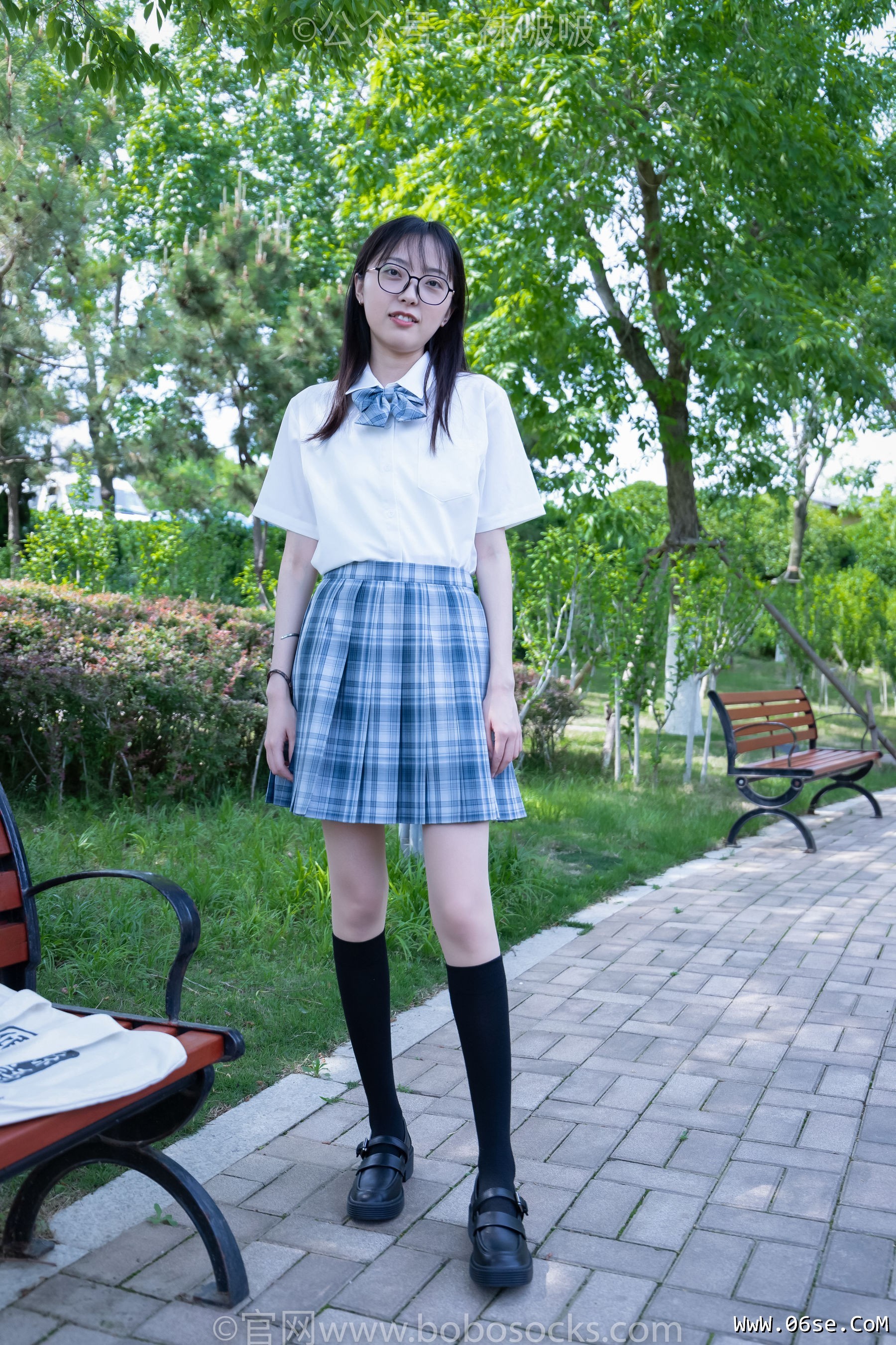 图片[4]-BoBoSocks袜啵啵 No.007 稚予-JK制服、皮鞋、黑色中筒棉袜、肉丝[143P]-六色网