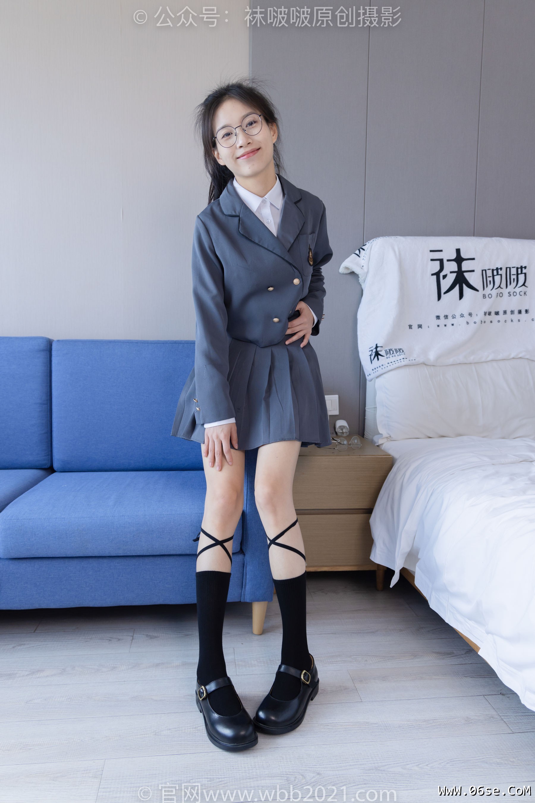 图片[34]-BoBoSocks袜啵啵 No.268 芝士 -黑皮鞋、绑带黑棉袜、学院制服[139P]-六色网