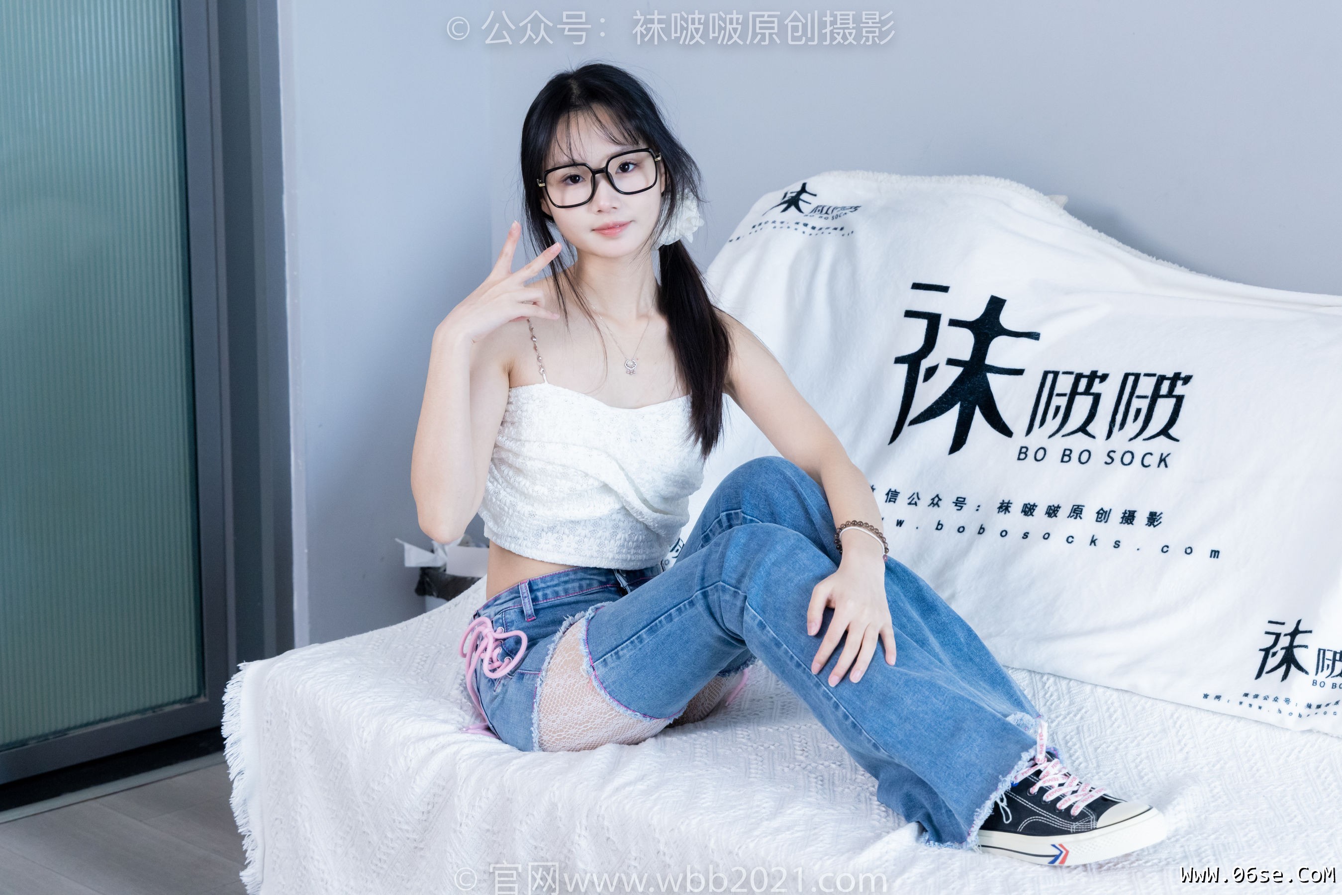 图片[48]-BoBoSocks袜啵啵 No.372 甜甜圈 -板鞋、白色蕾丝袜、可拆卸牛仔裤、裤里丝[140P]-六色网