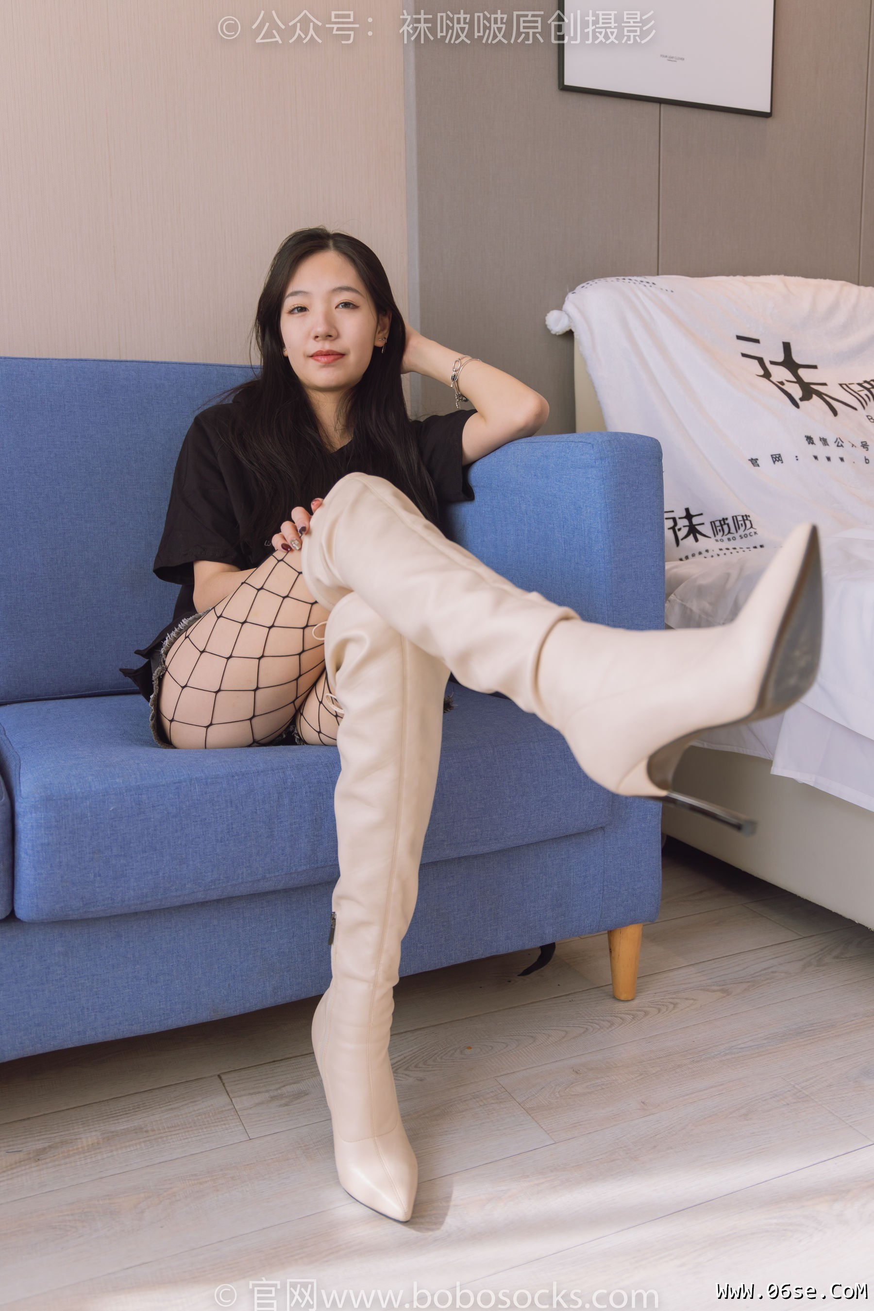 图片[129]-BoBoSocks袜啵啵 No.203 三双靴子、黑丝、网袜[144P]-六色网