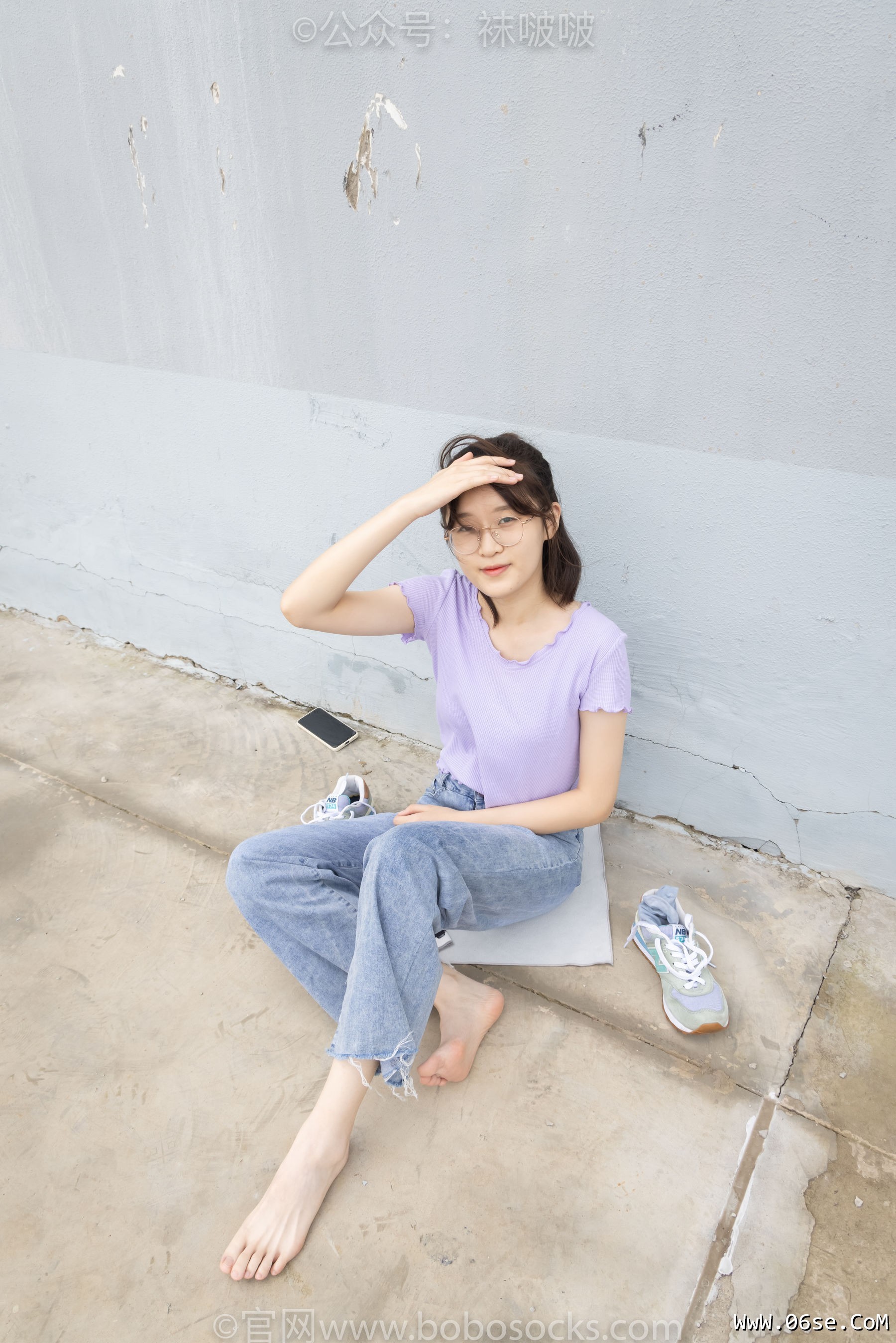 图片[141]-BoBoSocks袜啵啵 No.020 熊熊-NB运动鞋、蓝色短棉袜、裸足[150P]-六色网