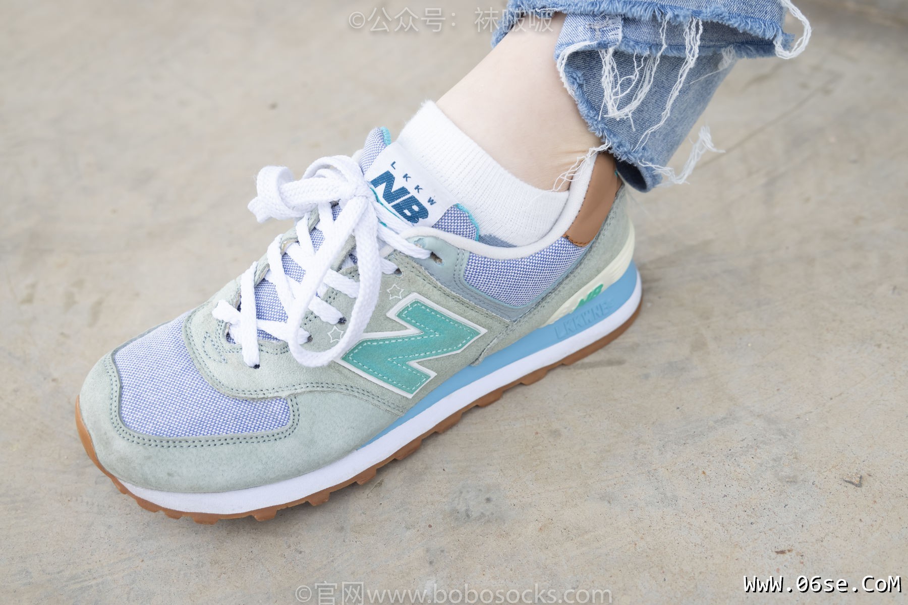 图片[16]-BoBoSocks袜啵啵 No.020 熊熊-NB运动鞋、蓝色短棉袜、裸足[150P]-六色网