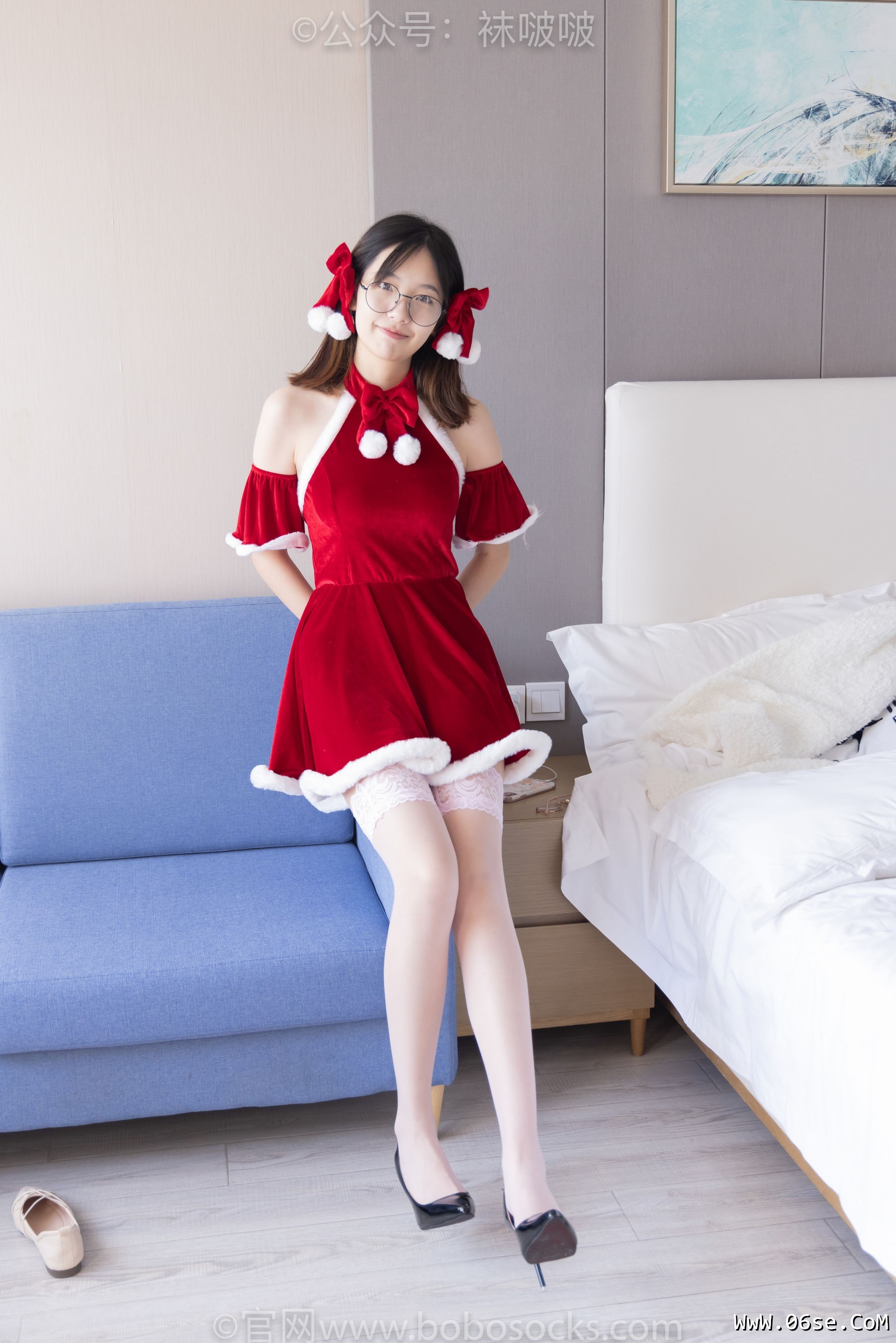 图片[58]-BoBoSocks袜啵啵 No.043 小甜豆-圣诞服、平底鞋、高跟鞋、白色渔网袜[164P]-六色网