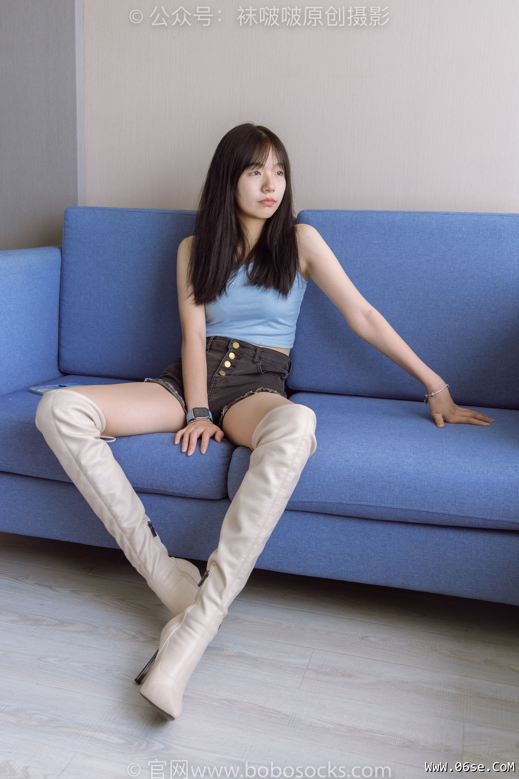 图片[2]-BoBoSocks袜啵啵 No.174 小甜豆-高跟长靴、白棉袜、裸足[178P]-六色网