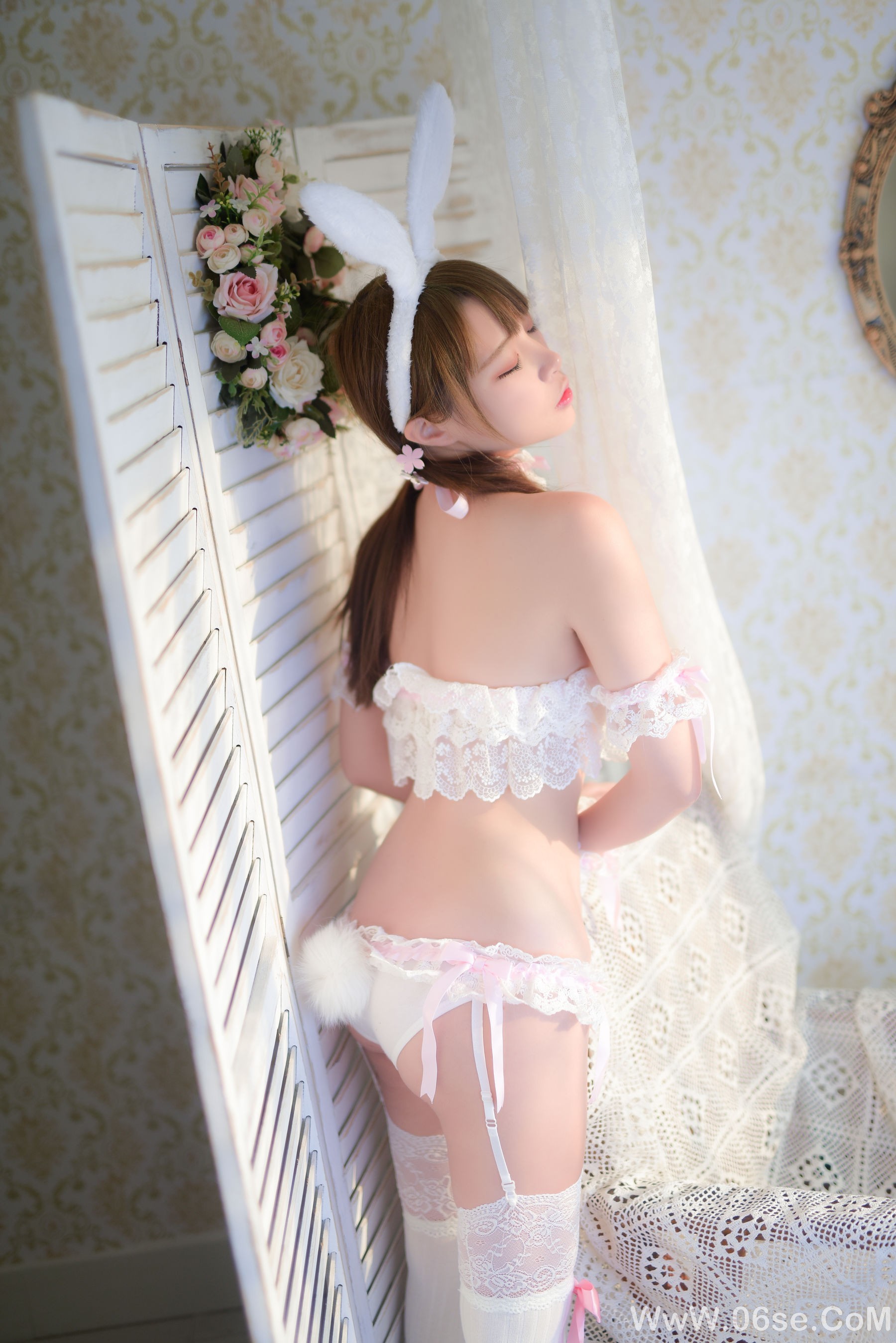 图片[32]-人气Coser二佐Nisa 宠物少女 粉白内衣[41P]-六色网