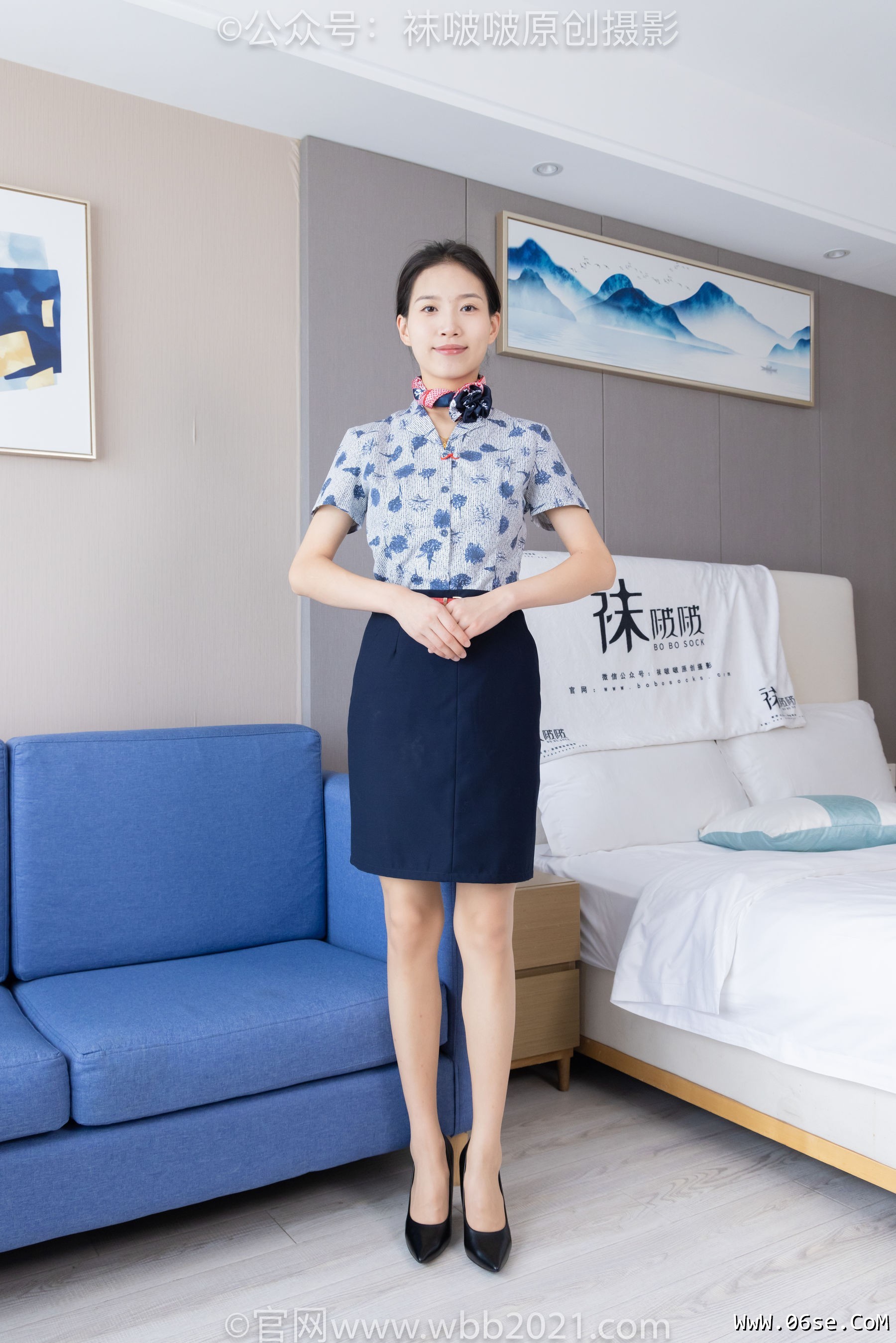 BoBoSocks袜啵啵 No.334 芝士 -东航制服、两双高跟鞋、薄肉丝、薄灰丝[141P]-六色网
