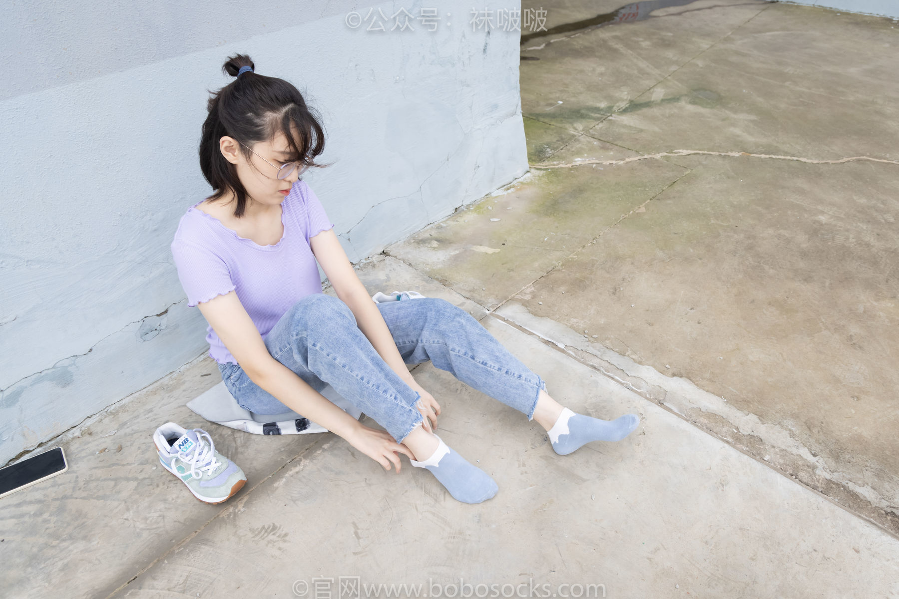图片[87]-BoBoSocks袜啵啵 No.020 熊熊-NB运动鞋、蓝色短棉袜、裸足[150P]-六色网