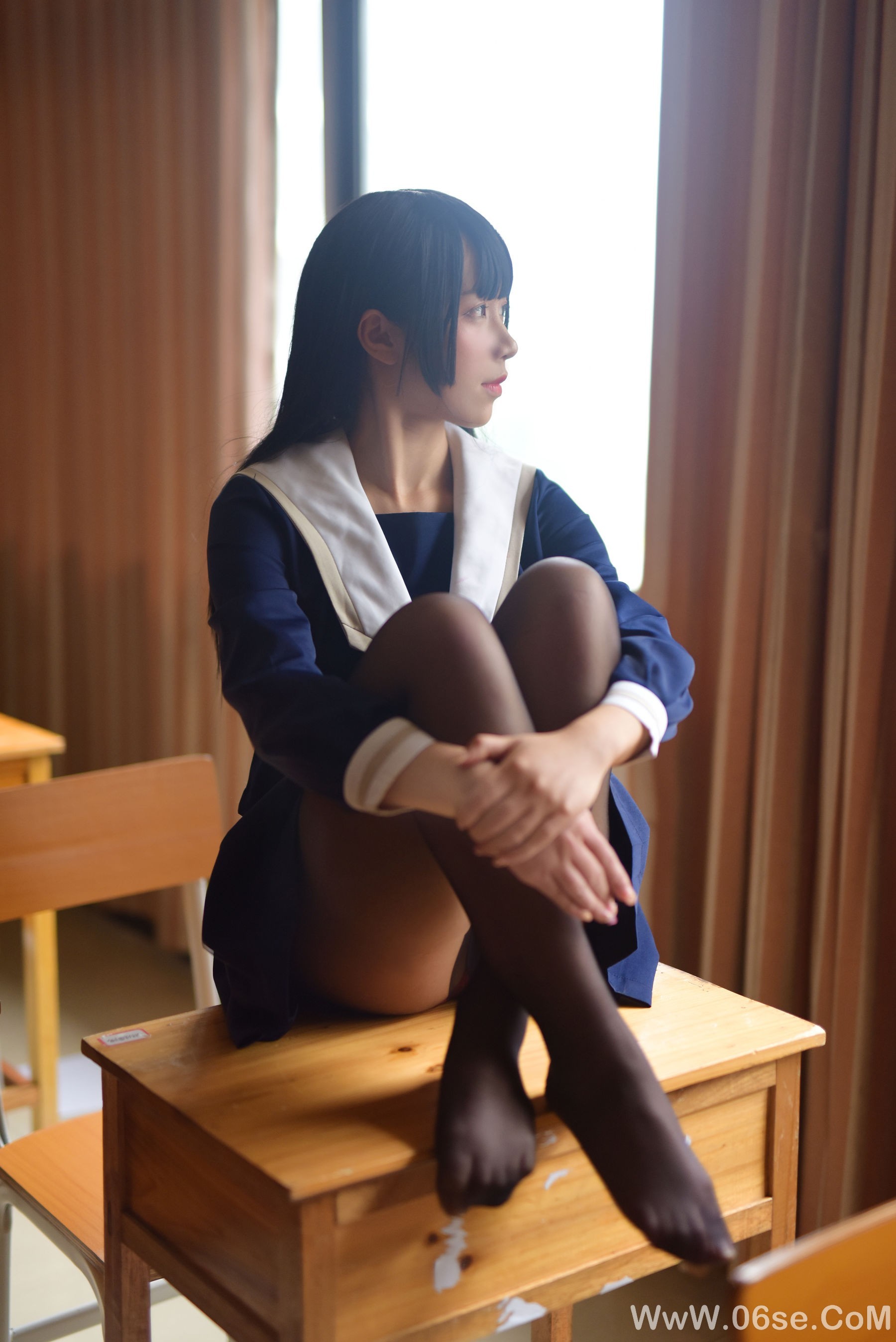 图片[19]-动漫博主九曲Jean JK露脐制服[30P]-六色网