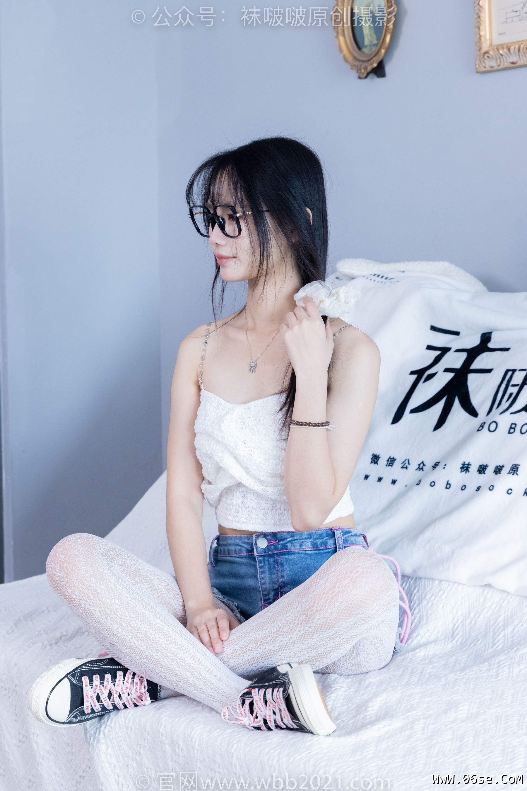 图片[47]-BoBoSocks袜啵啵 No.372 甜甜圈 -板鞋、白色蕾丝袜、可拆卸牛仔裤、裤里丝[140P]-六色网